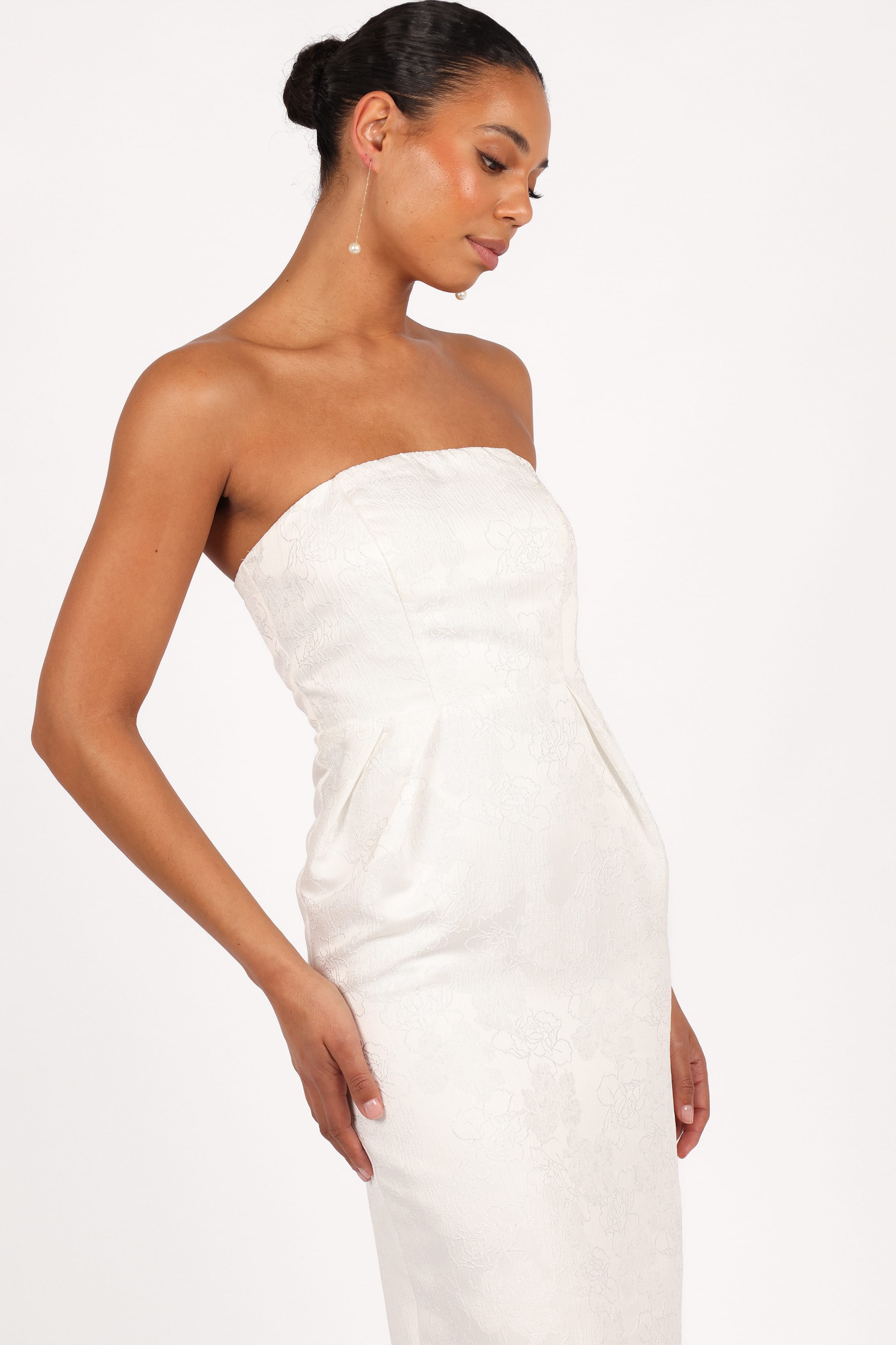 DRESSES Avah Strapless Midi Dress - White