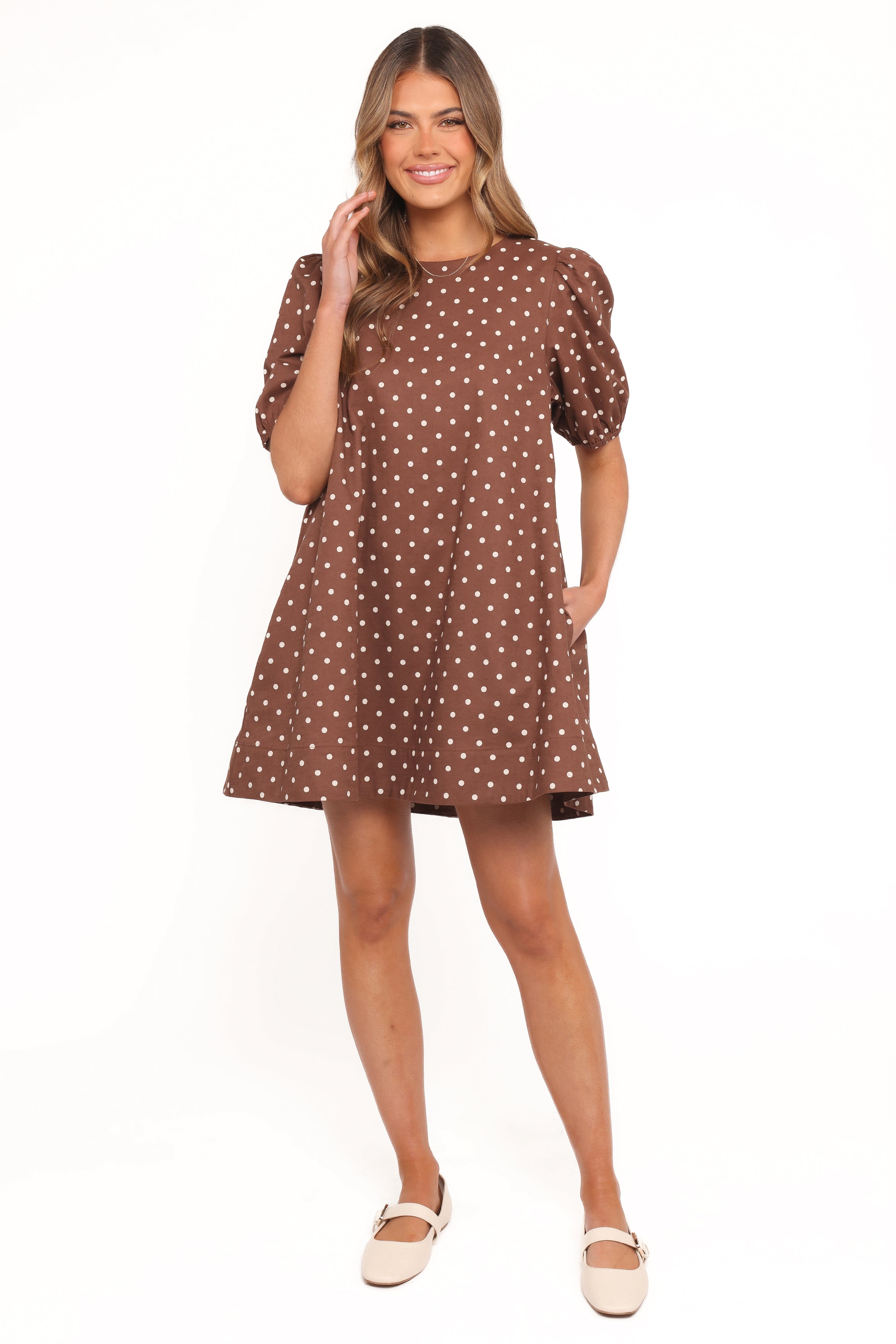 DRESSES Avalyn Mini Dress - Brown Polka Dot