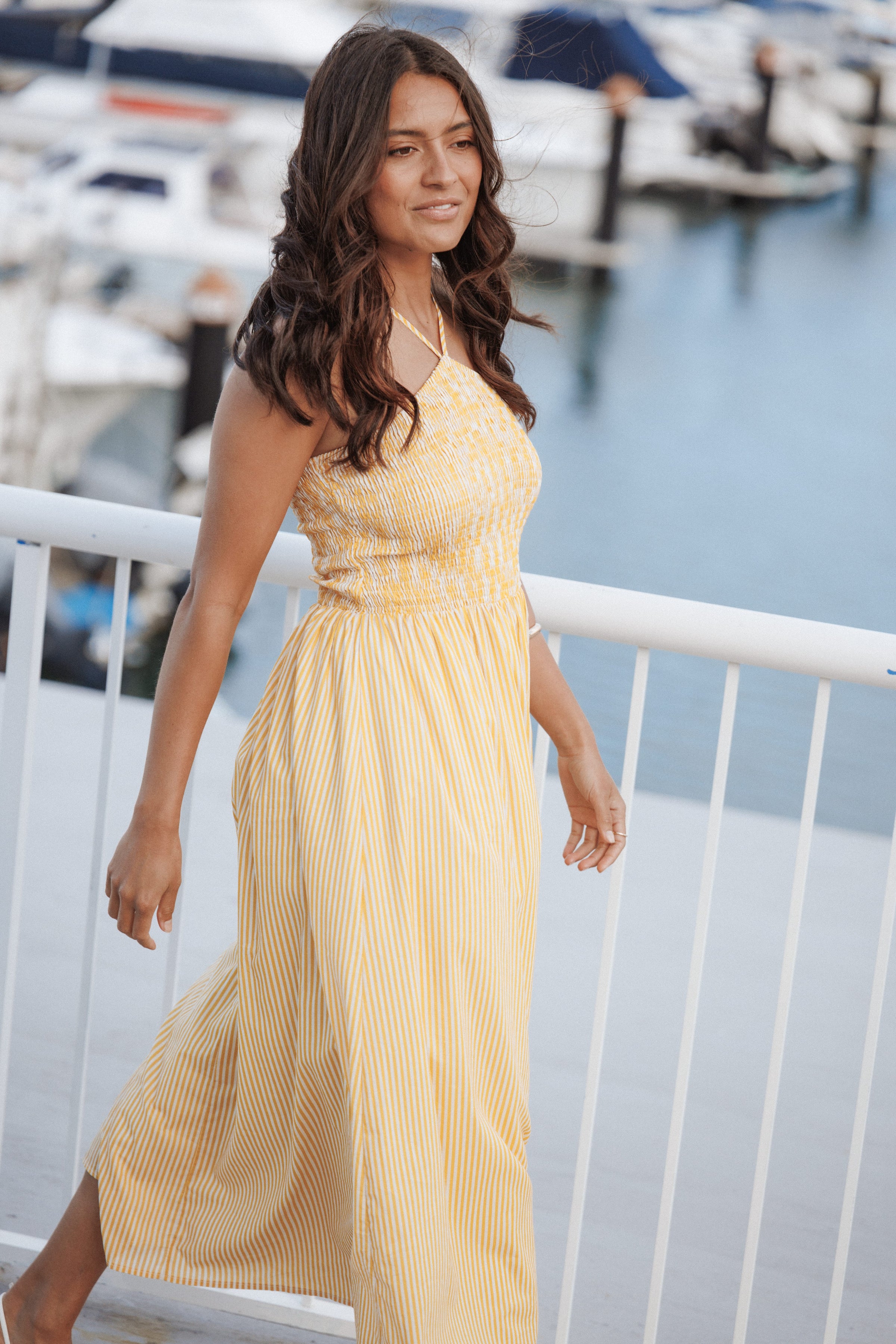DRESSES Aviva Smocked Midi Dress - Mango Stripe