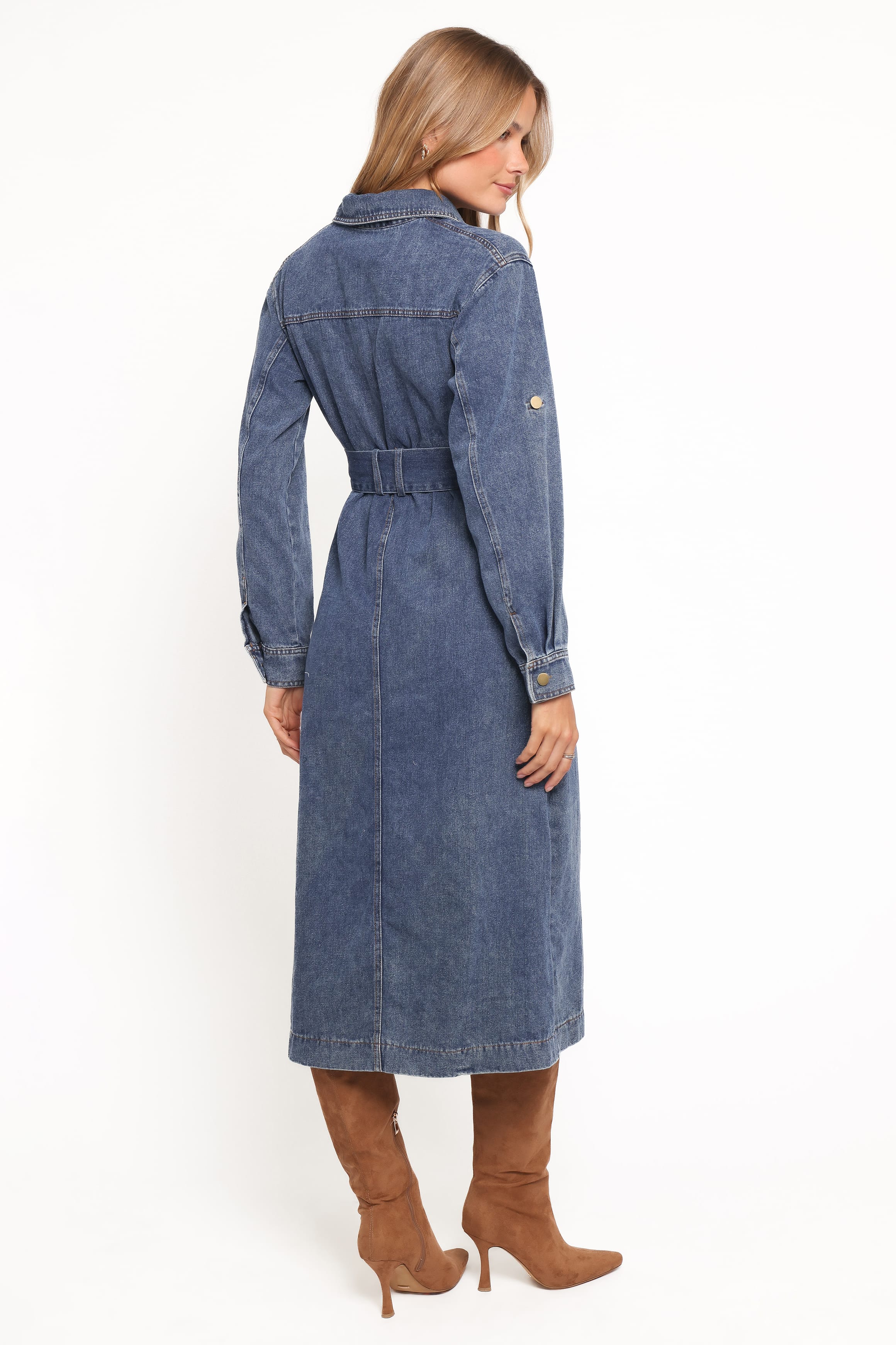 DRESSES Ballina Long Sleeve Midi Dress - Blue Denim