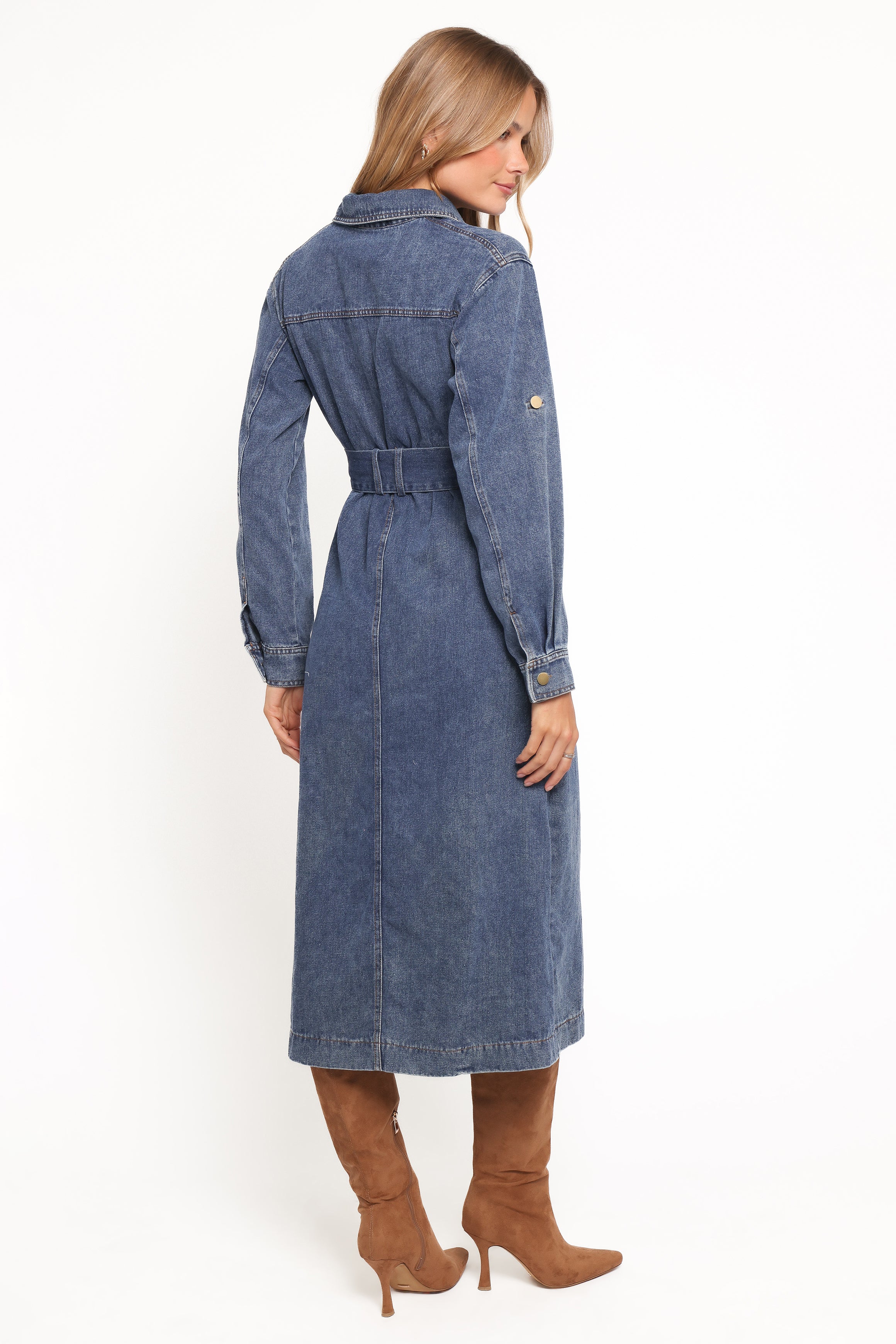 DRESSES Ballina Long Sleeve Midi Dress - Blue Denim