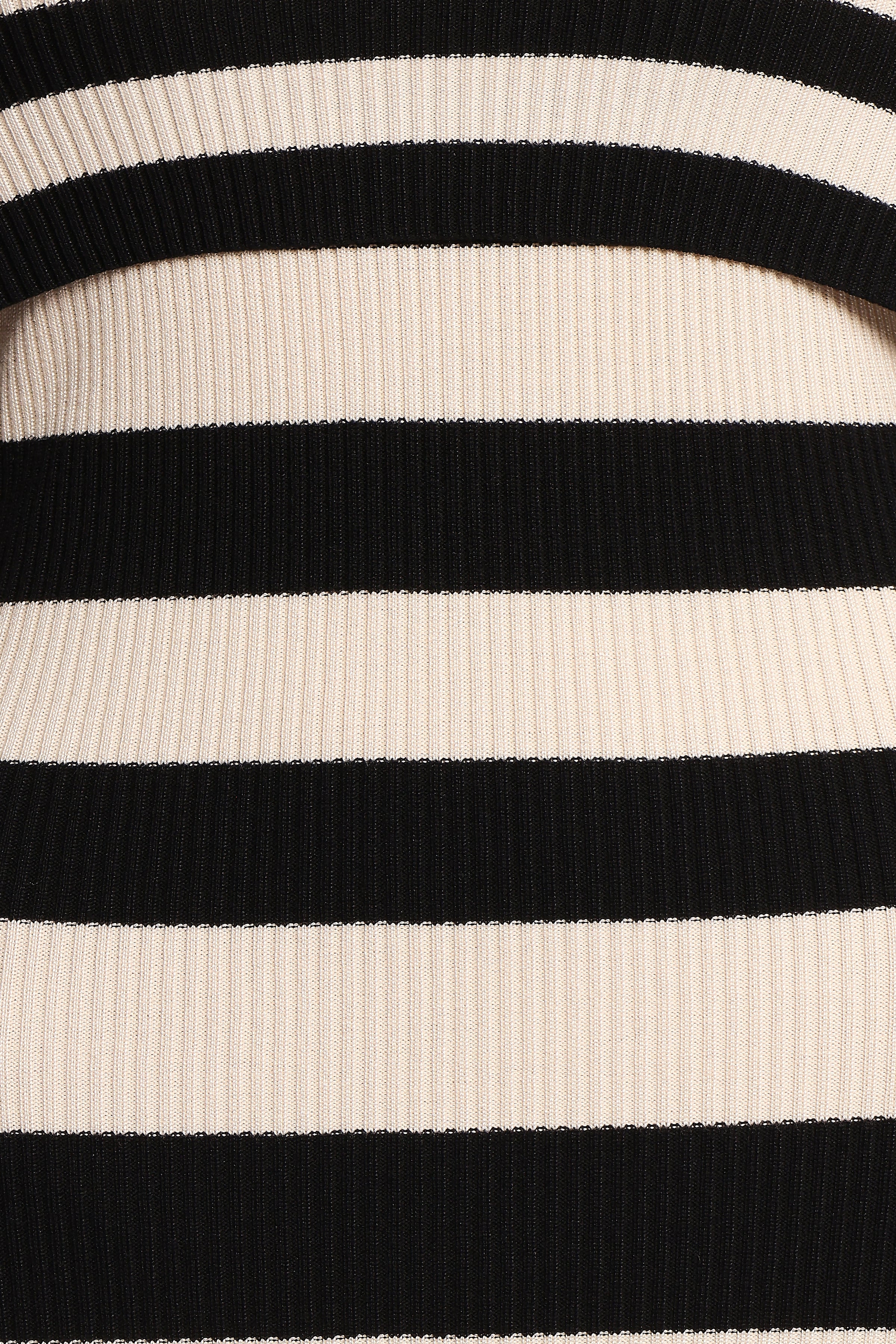 DRESSES Banks Off Shoulder Knit Dress - Black Cream Stripe