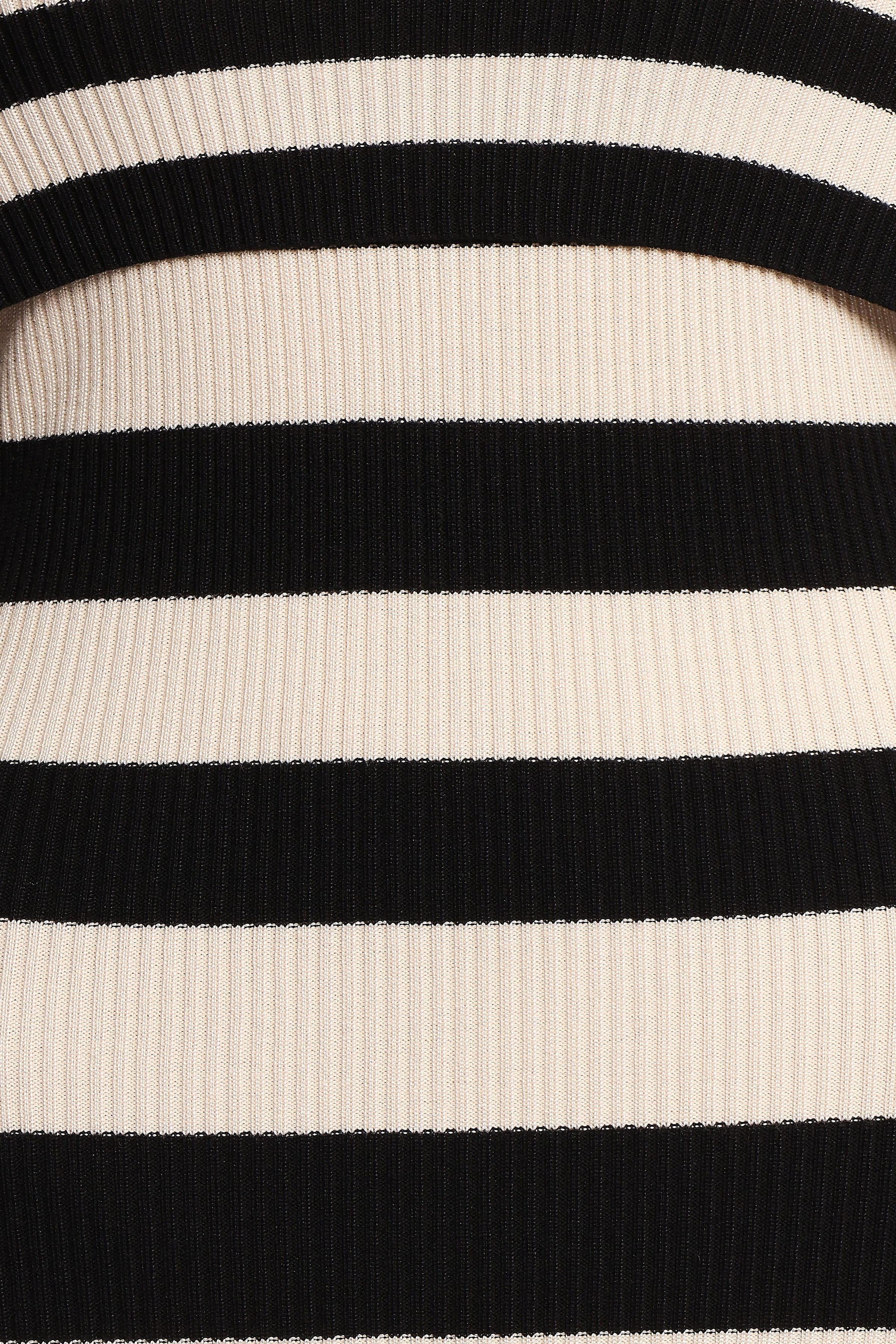 DRESSES Banks Off Shoulder Knit Dress - Black Cream Stripe