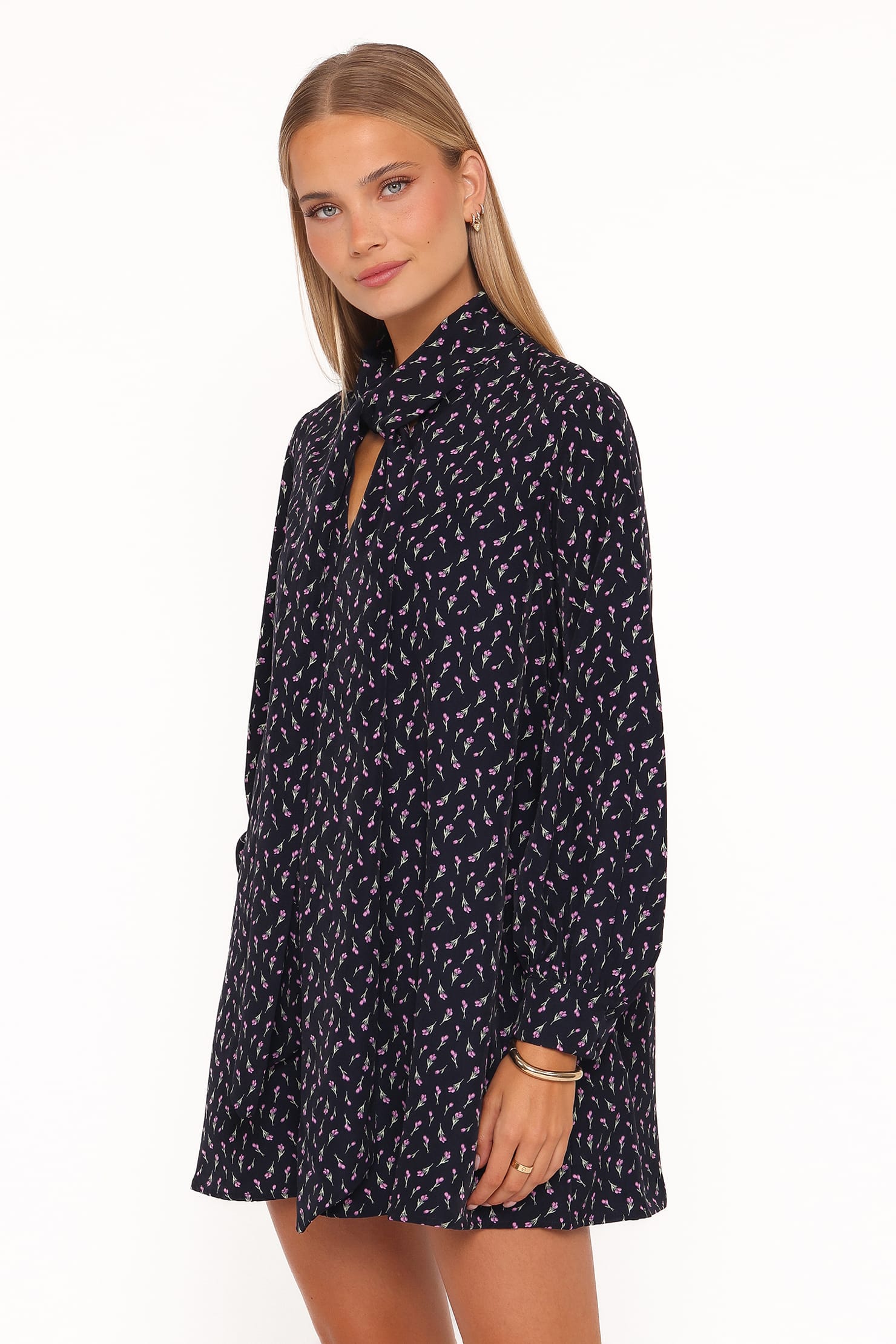 DRESSES Baylie Long Sleeve Mini Dress - Navy Tulip Floral