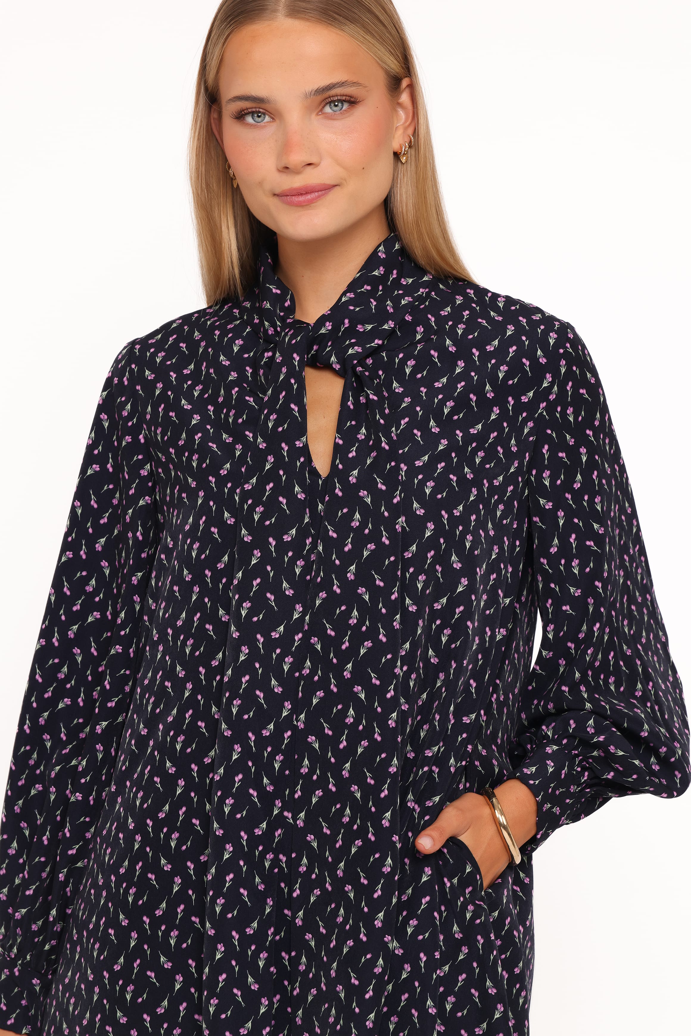 DRESSES Baylie Long Sleeve Mini Dress - Navy Tulip Floral