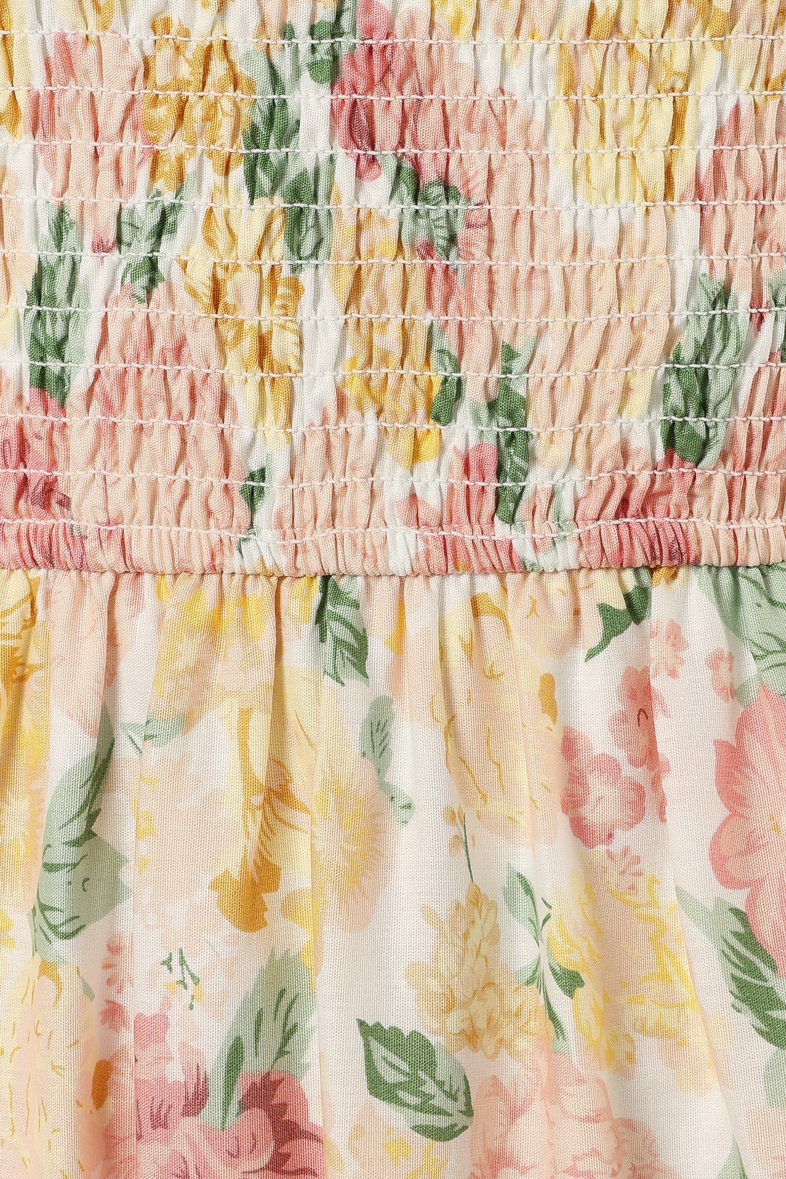 DRESSES @Bella Floral Ruffle Midi Dress - Pink/Yellow