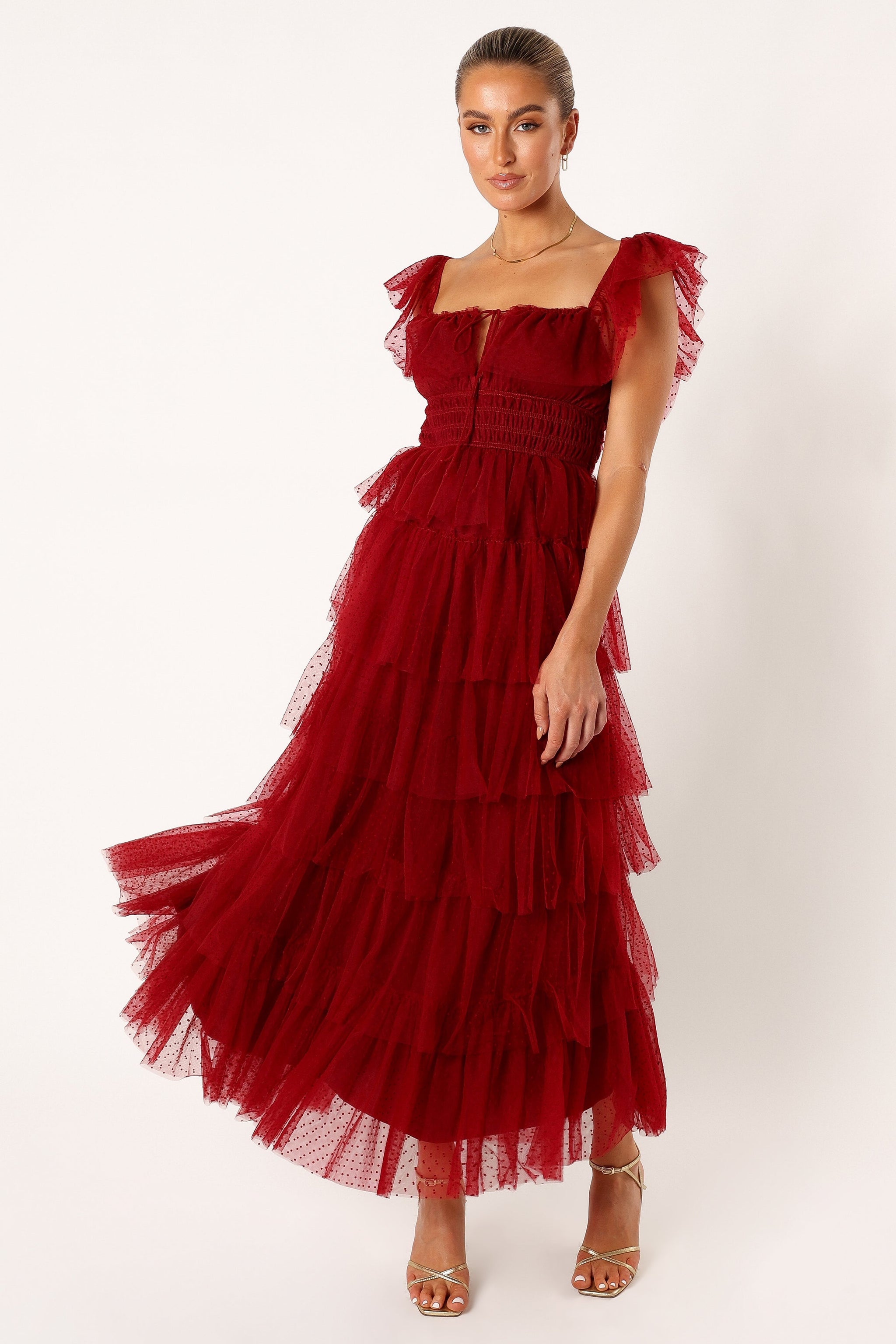 Belle Maxi Dress In Bordeaux Floral