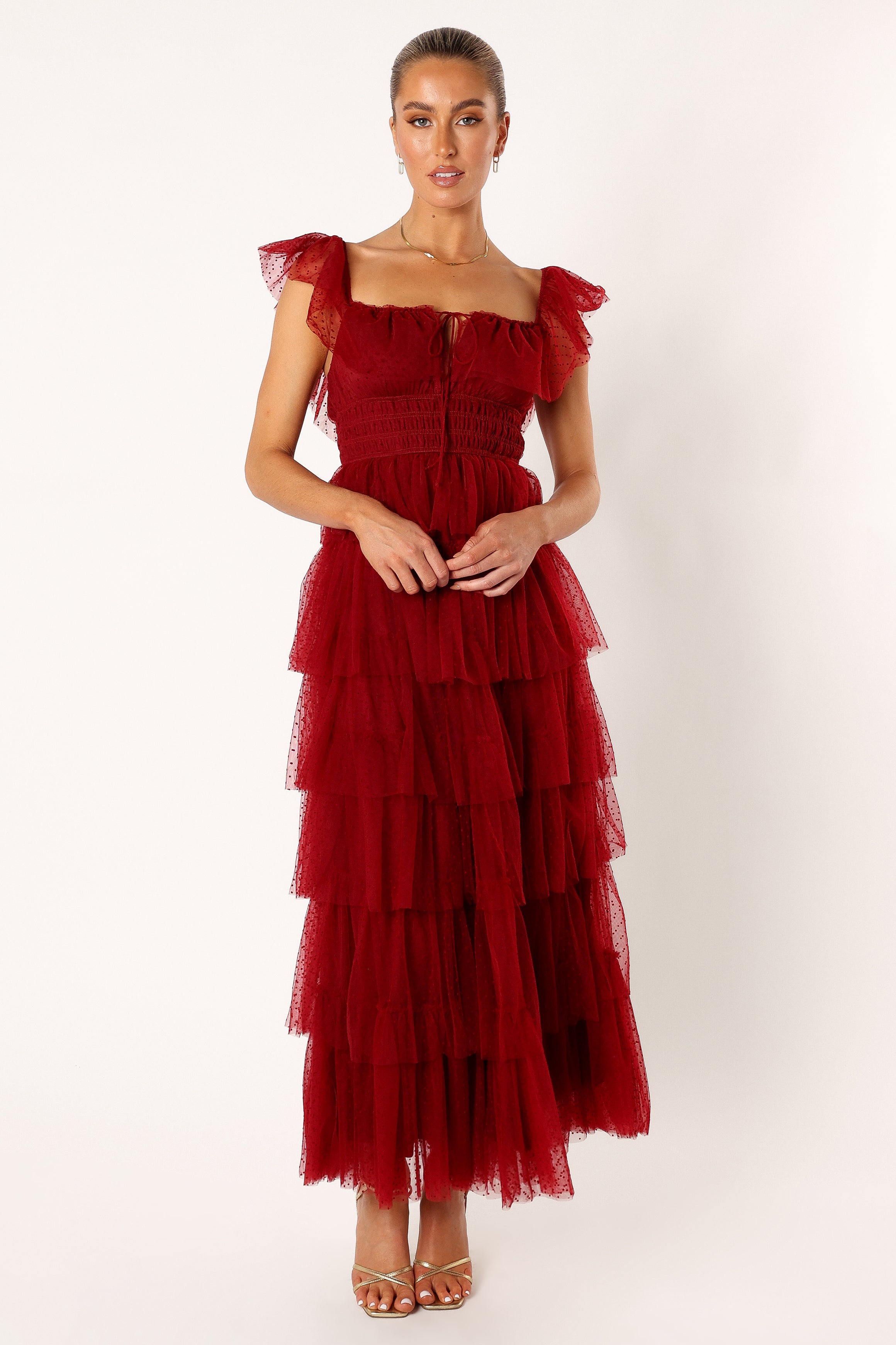 DRESSES @Belle Maxi Dress - Burgundy