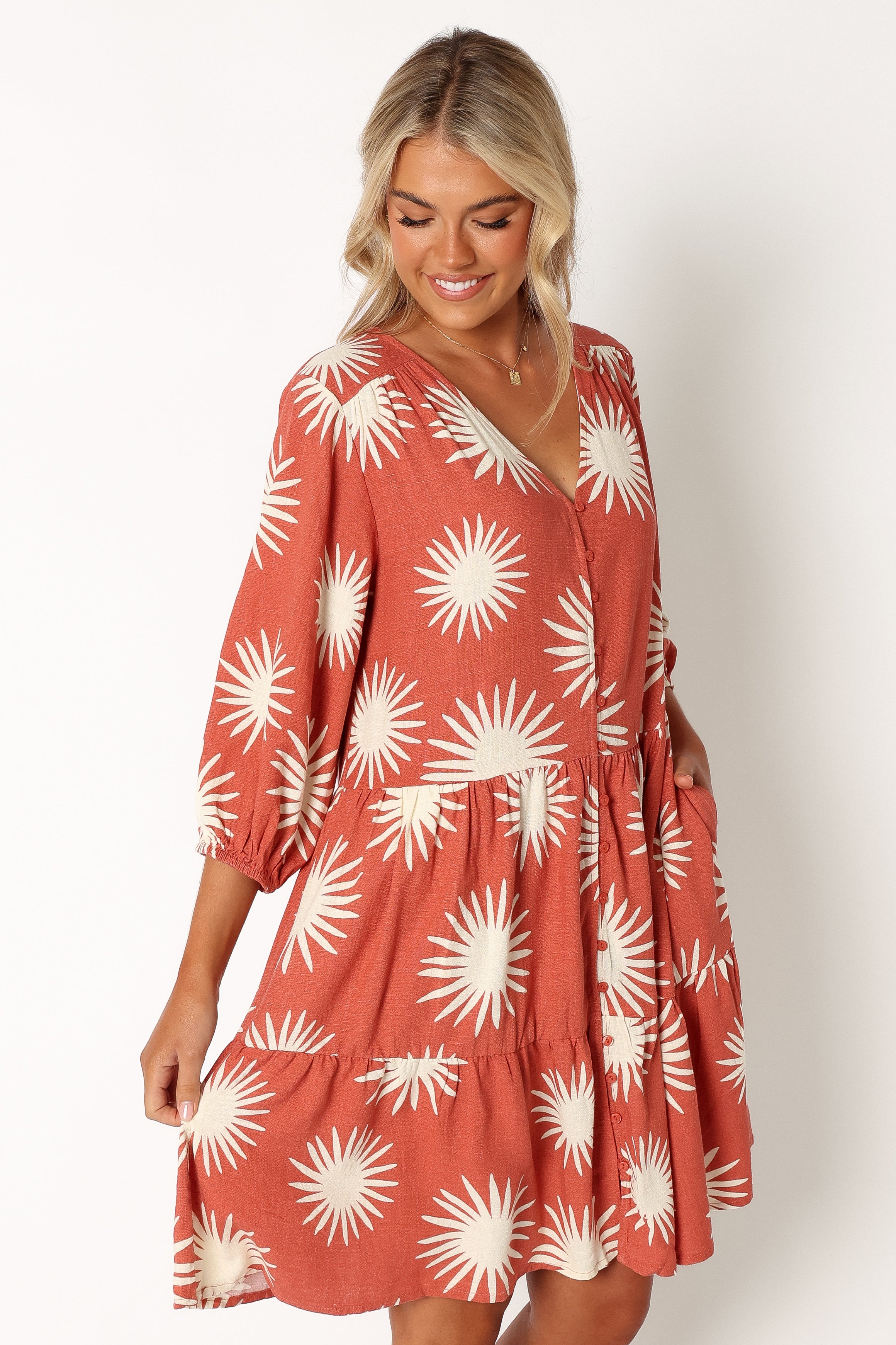DRESSES @Bennet Longsleeve Mini Dress - Ida Print