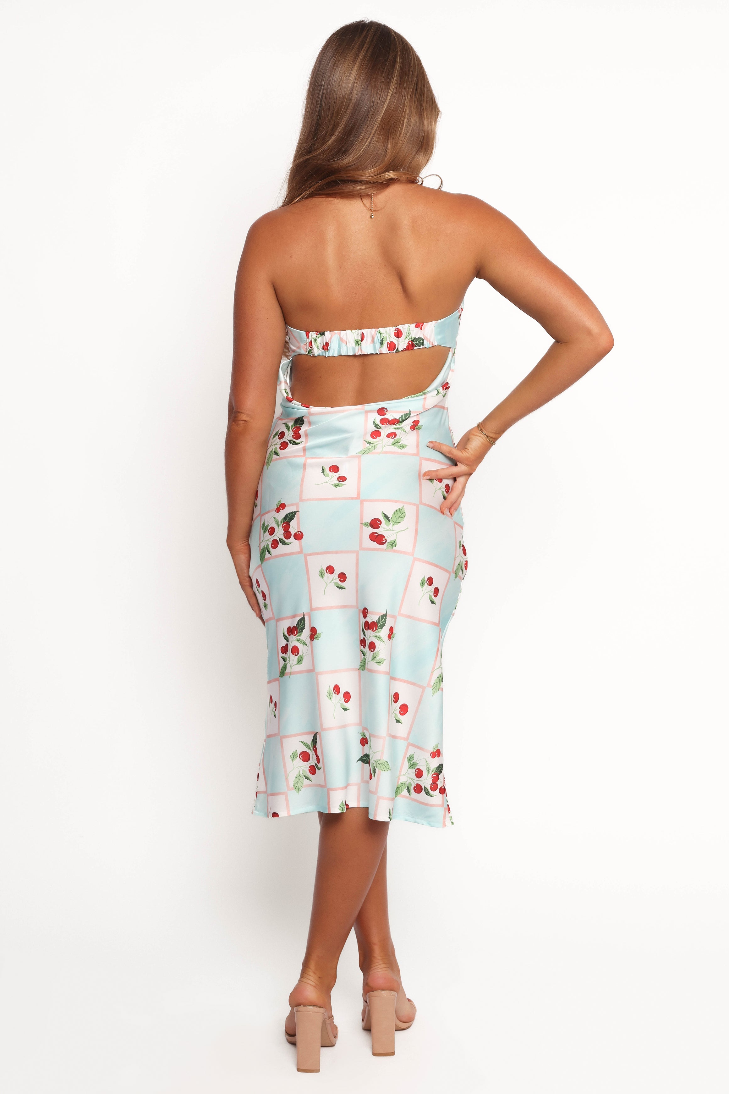 DRESSES Benton Strapless Midi Dress - Cherry Print