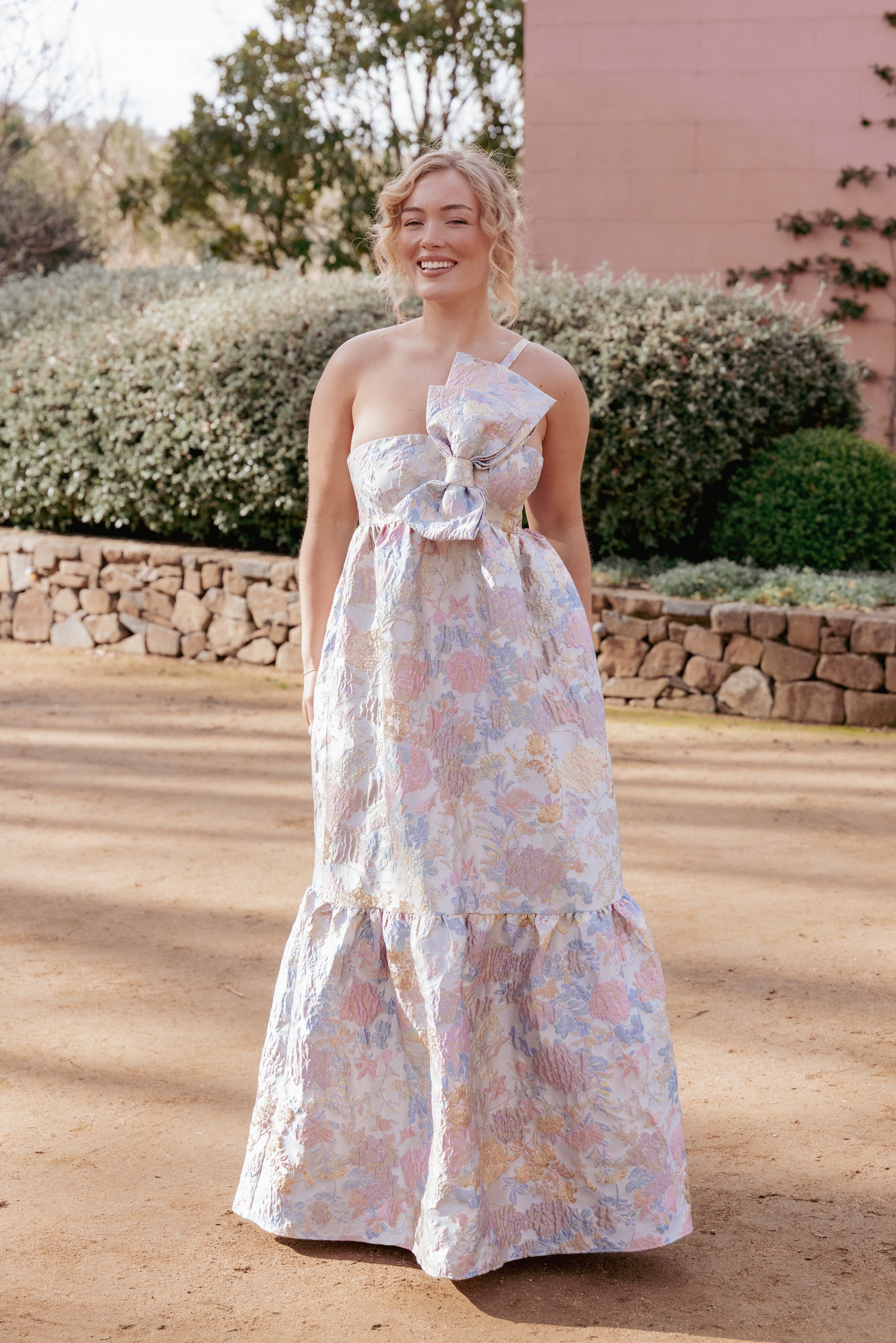 DRESSES Betina Bow Front Maxi Dress - Pale Blue Floral