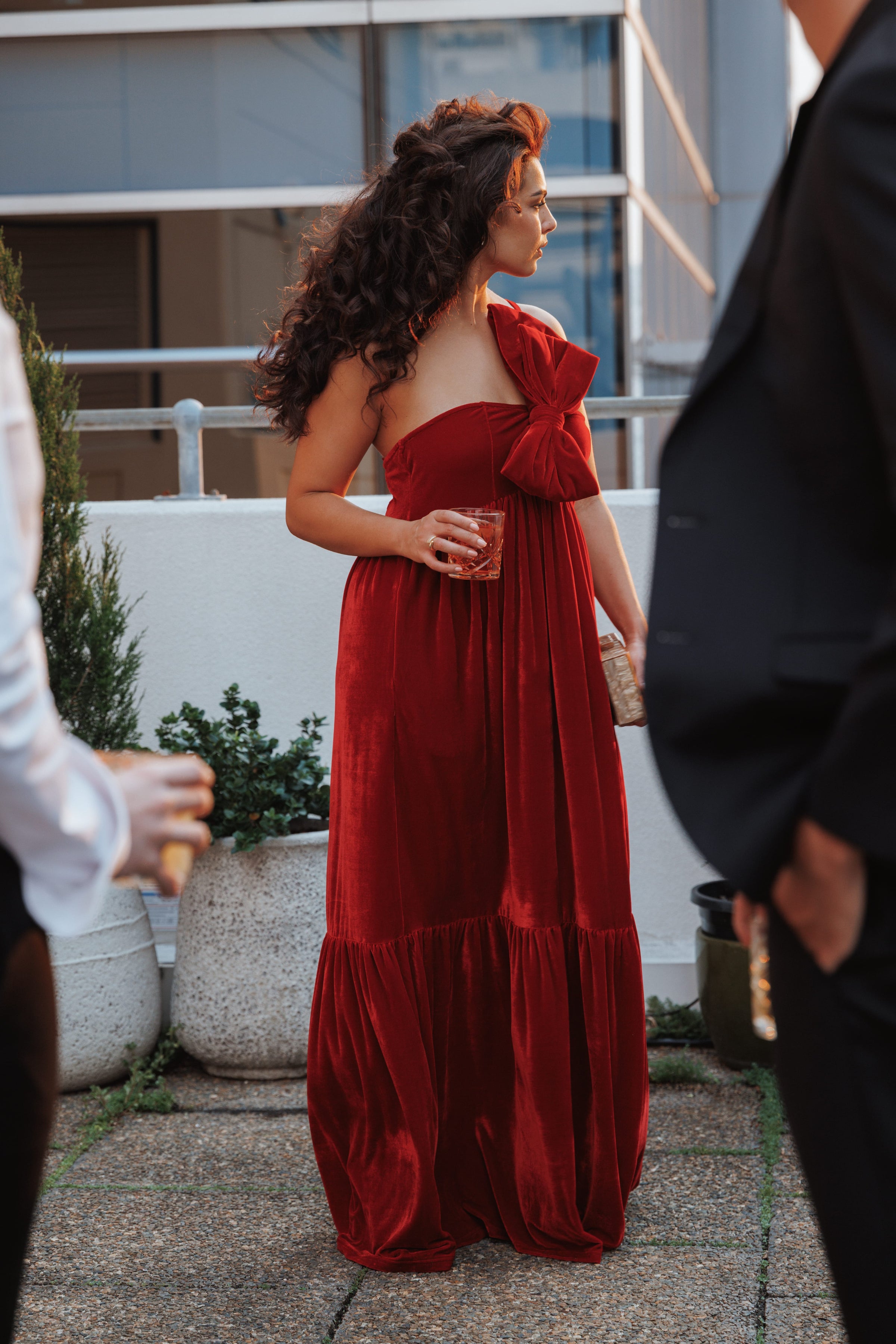 DRESSES Betina Bow Front Maxi Dress - Red Velvet