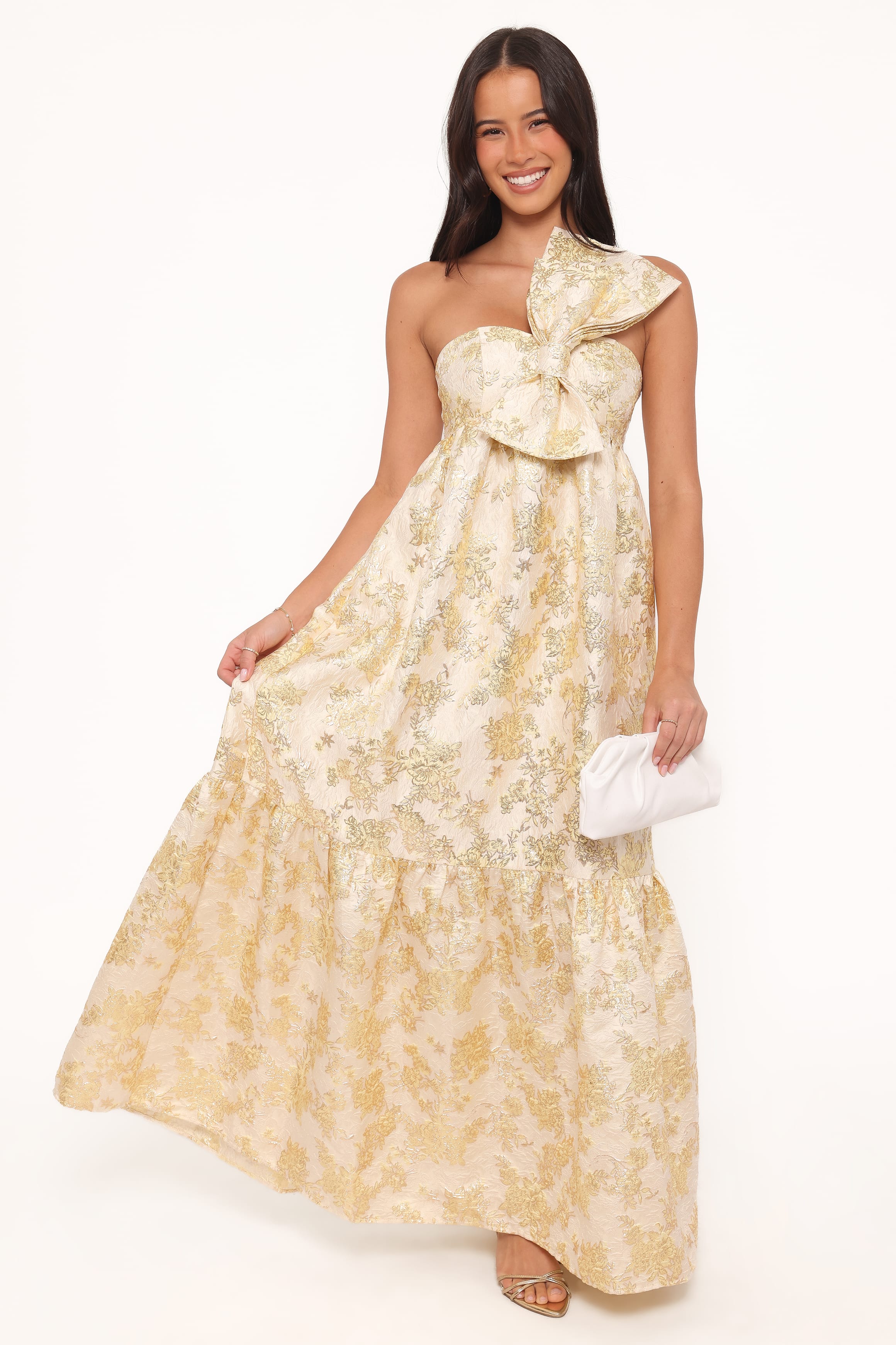 DRESSES Betina Bow Front Maxi Dress - Yellow Brocade