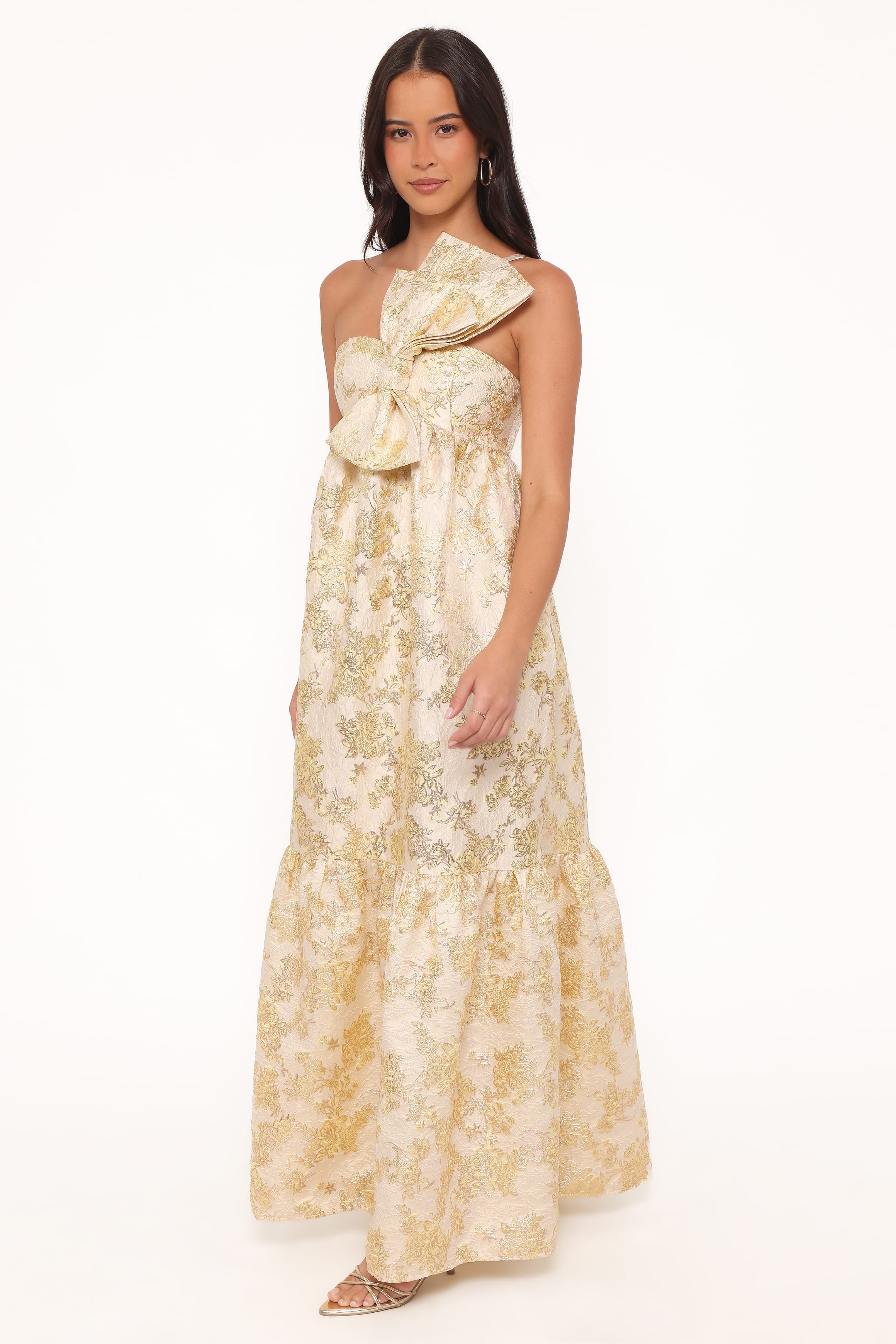 DRESSES Betina Bow Front Maxi Dress - Yellow Brocade