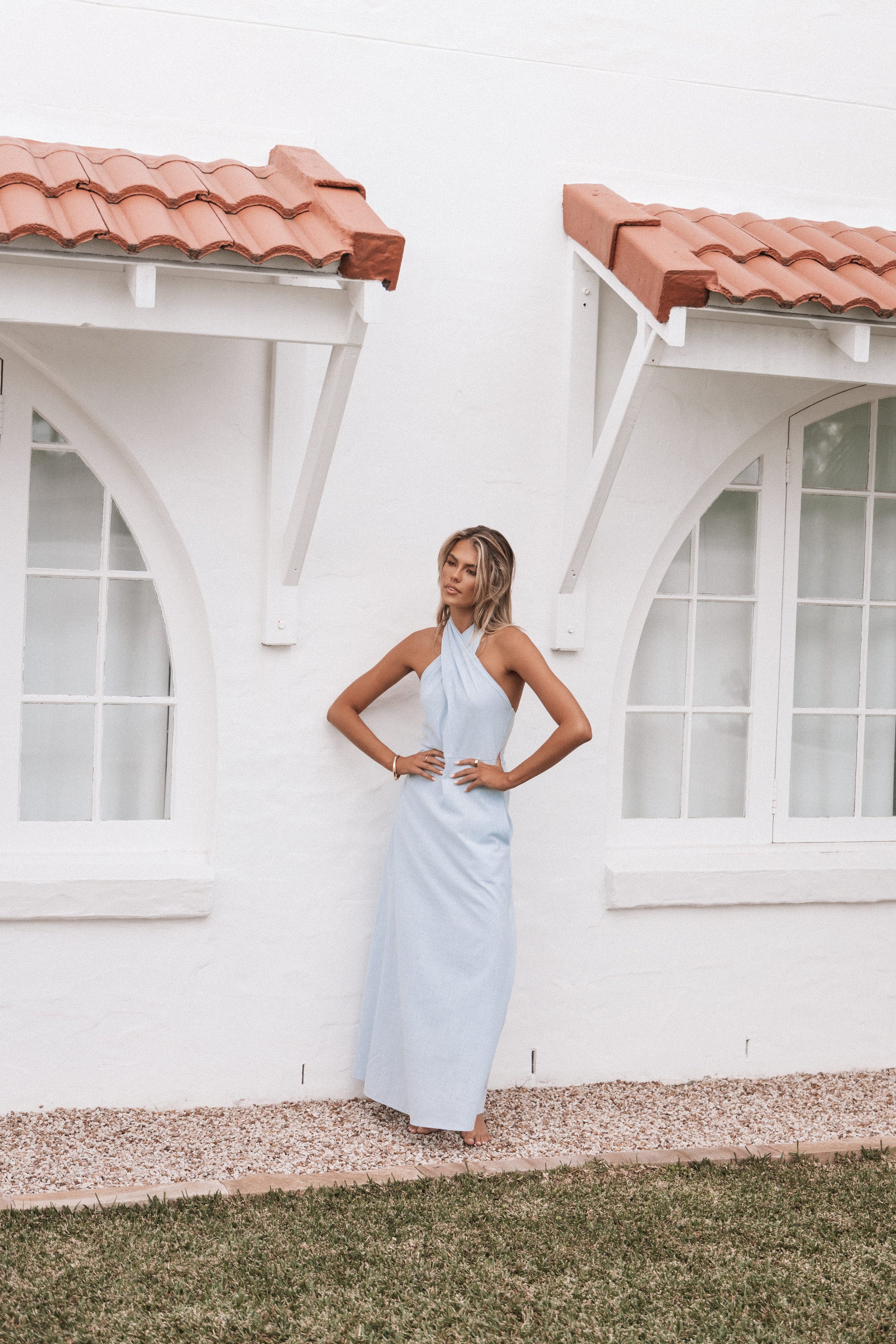 DRESSES Betsy Halterneck Maxi Dress - Pale Blue