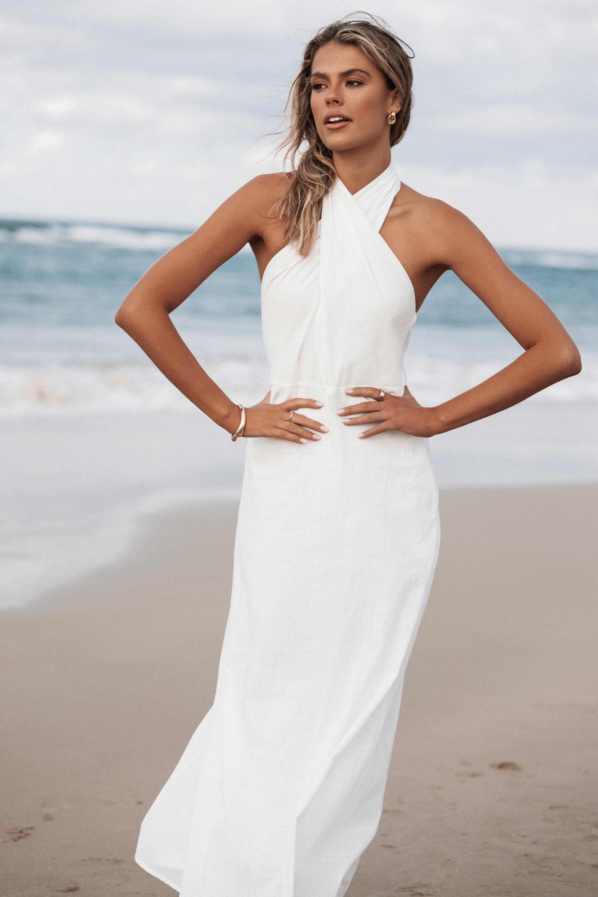 DRESSES Betsy Halterneck Maxi Dress - White