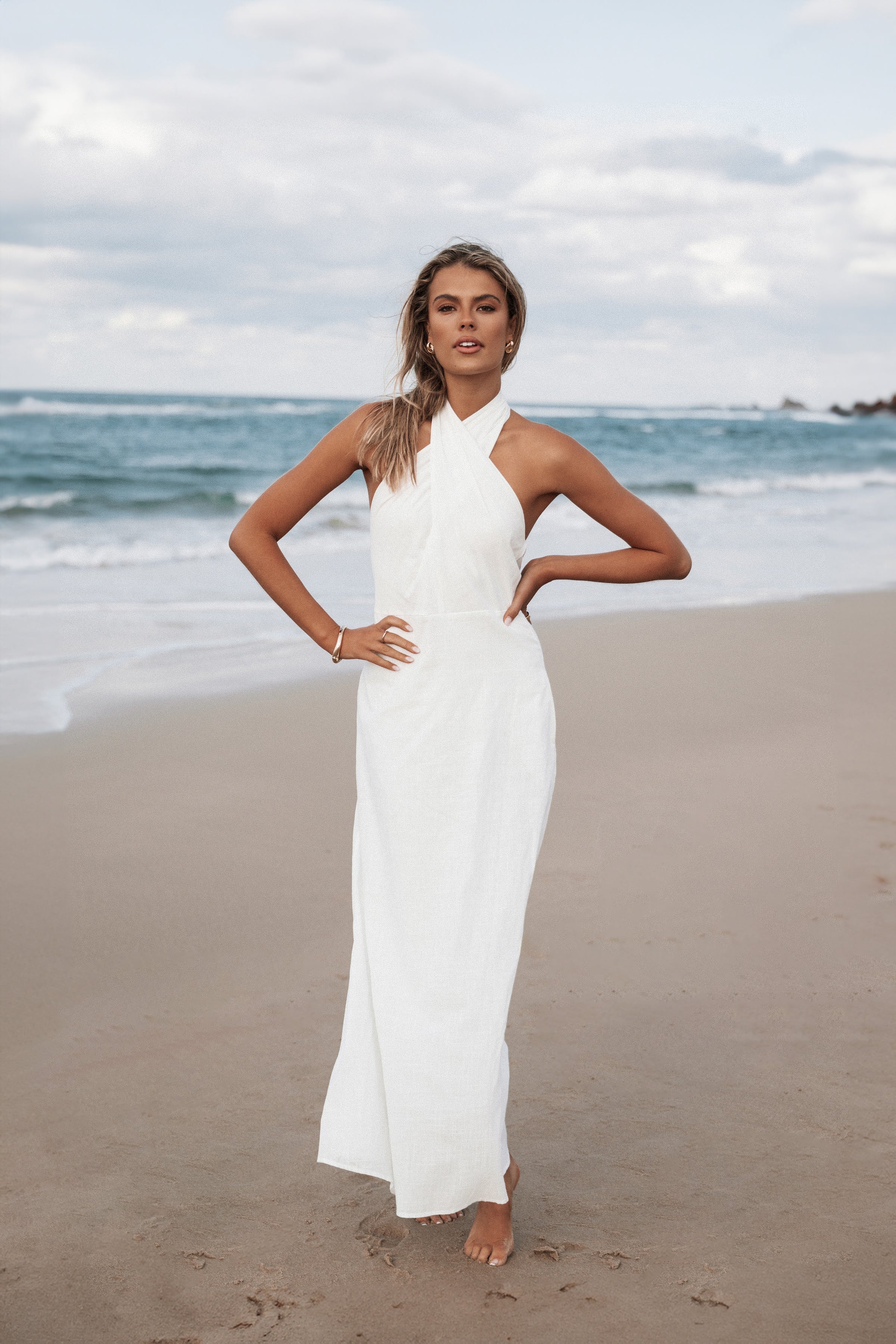 DRESSES Betsy Halterneck Maxi Dress - White