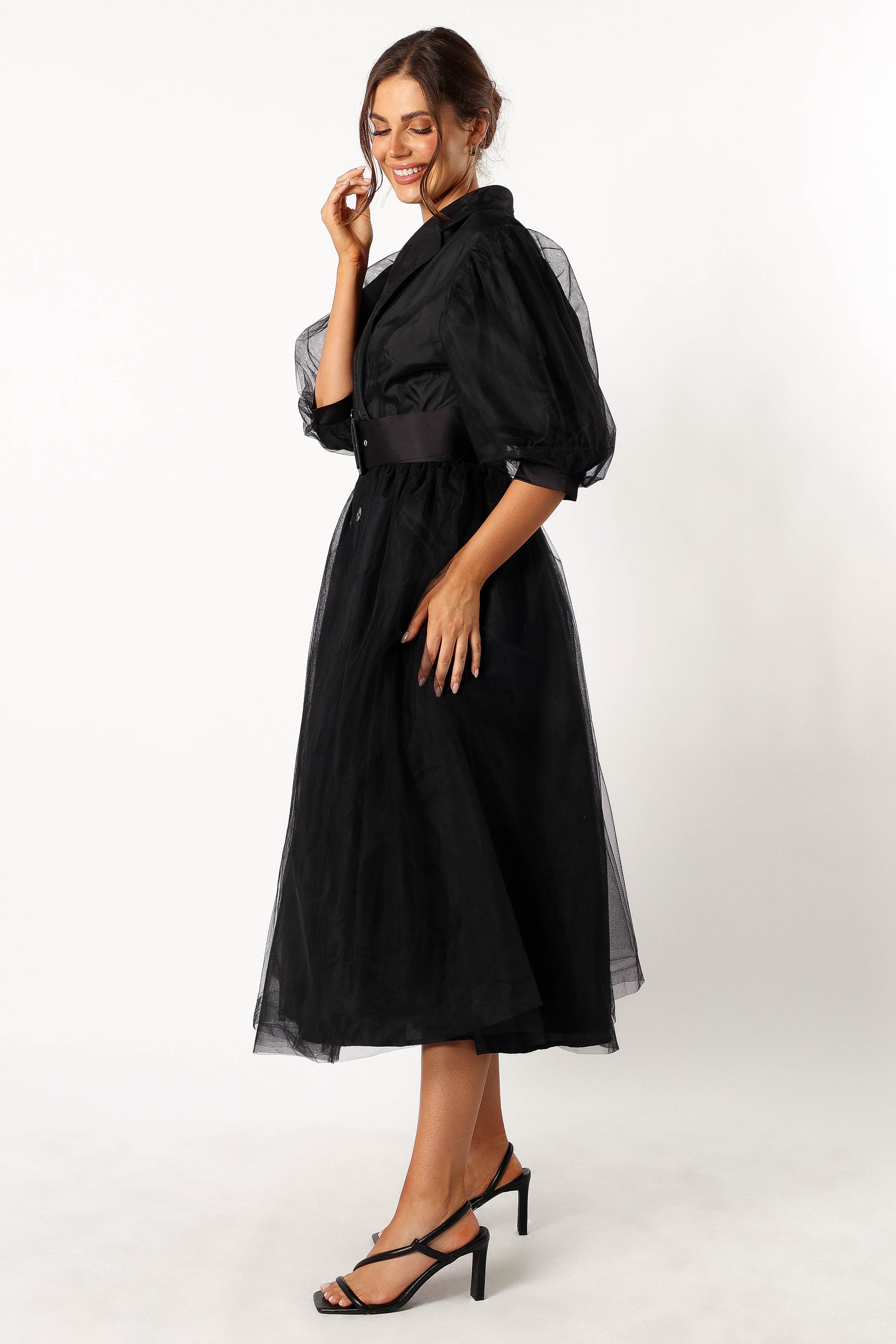 DRESSES @Bettie Belted Midi Dress - Black