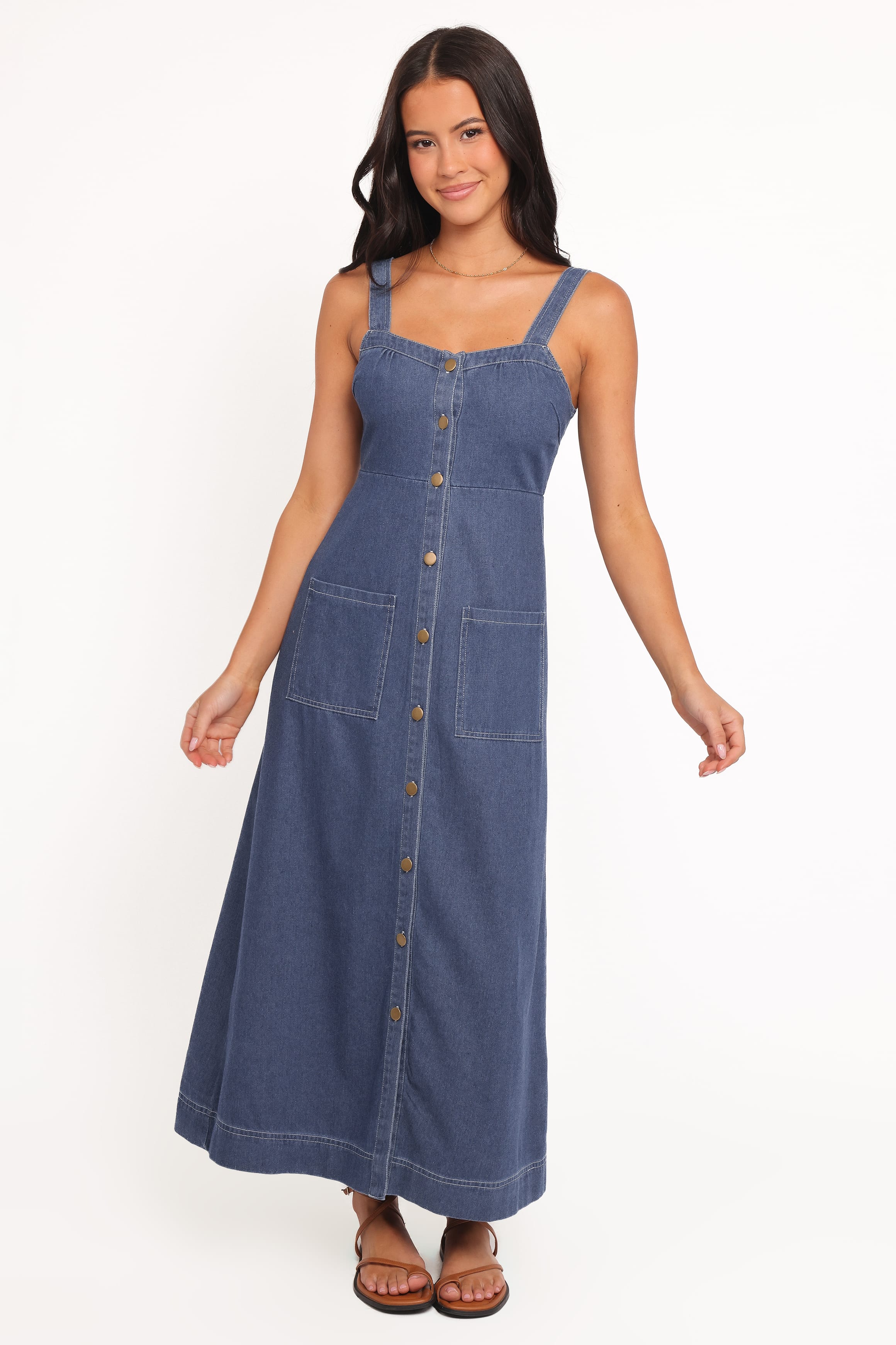 DRESSES Bettie Midi Dress - Mid Blue Denim