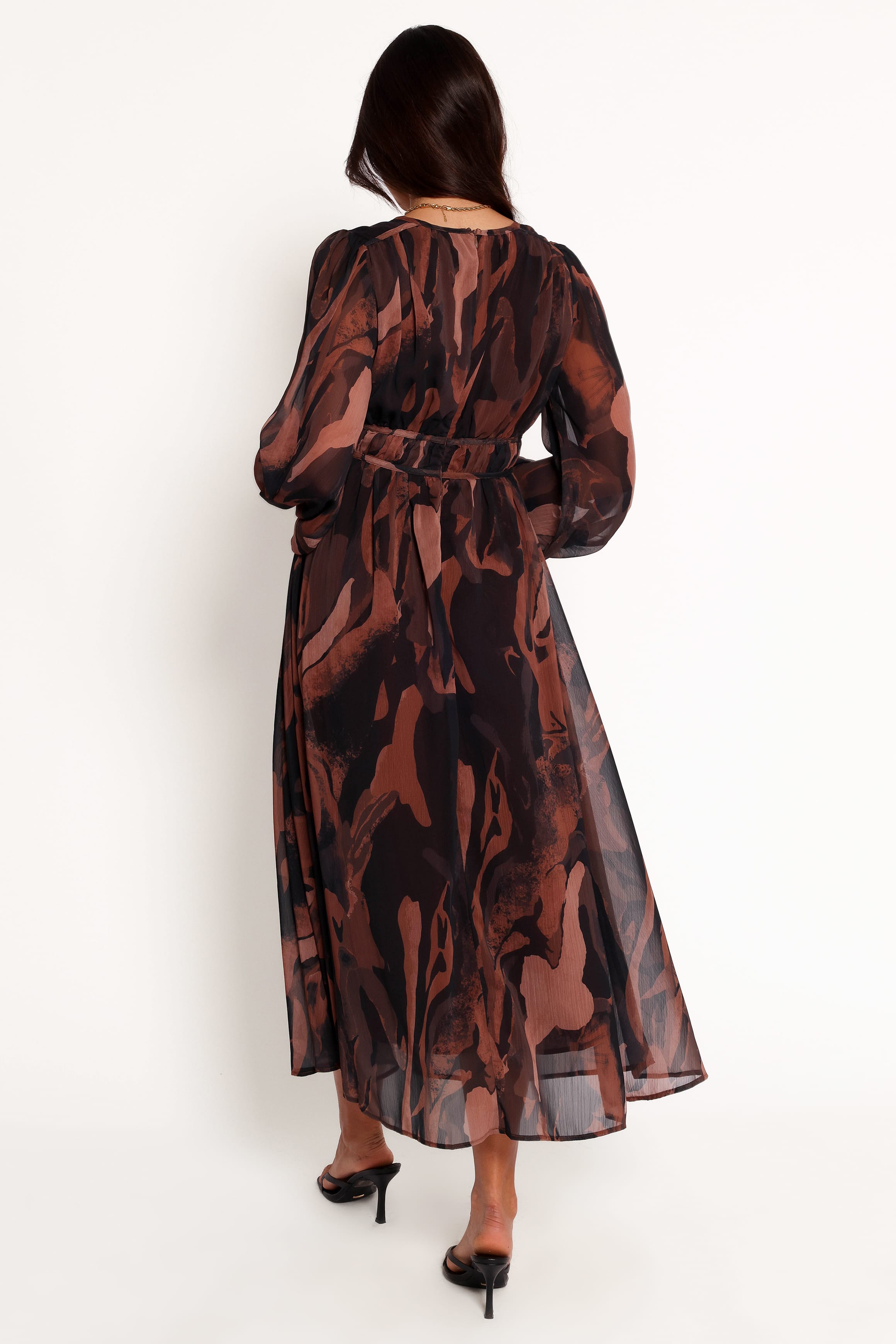 DRESSES Blayze Long Sleeve Maxi Dress - Brown Print