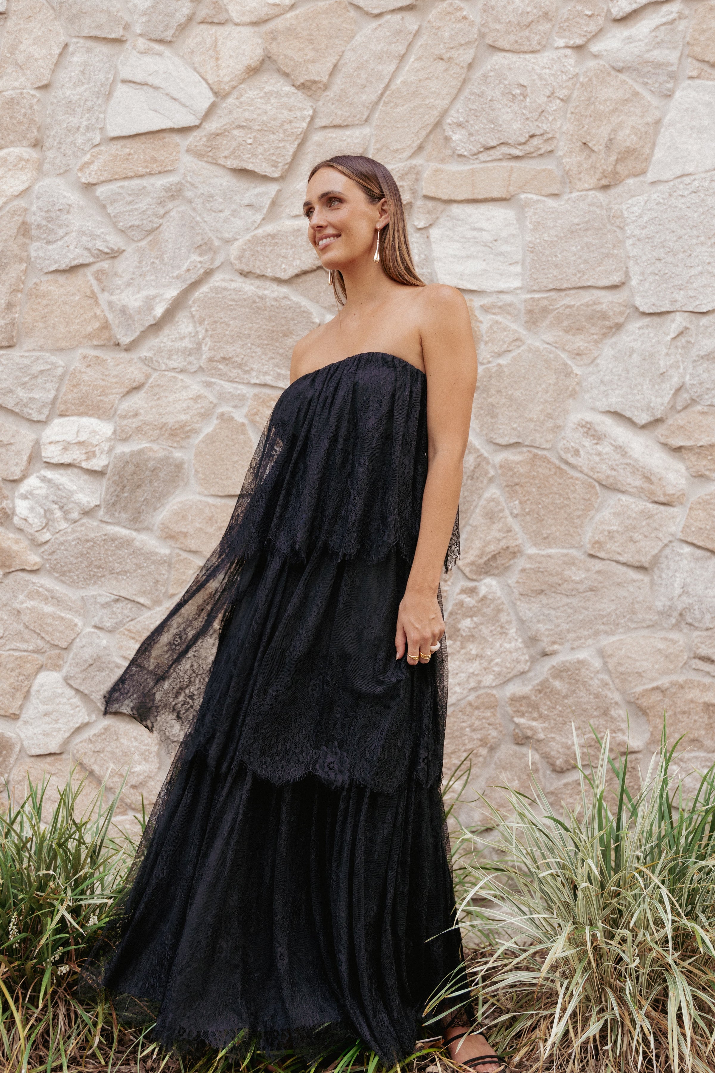DRESSES Bloom Strapless Maxi Dress - Black Lace