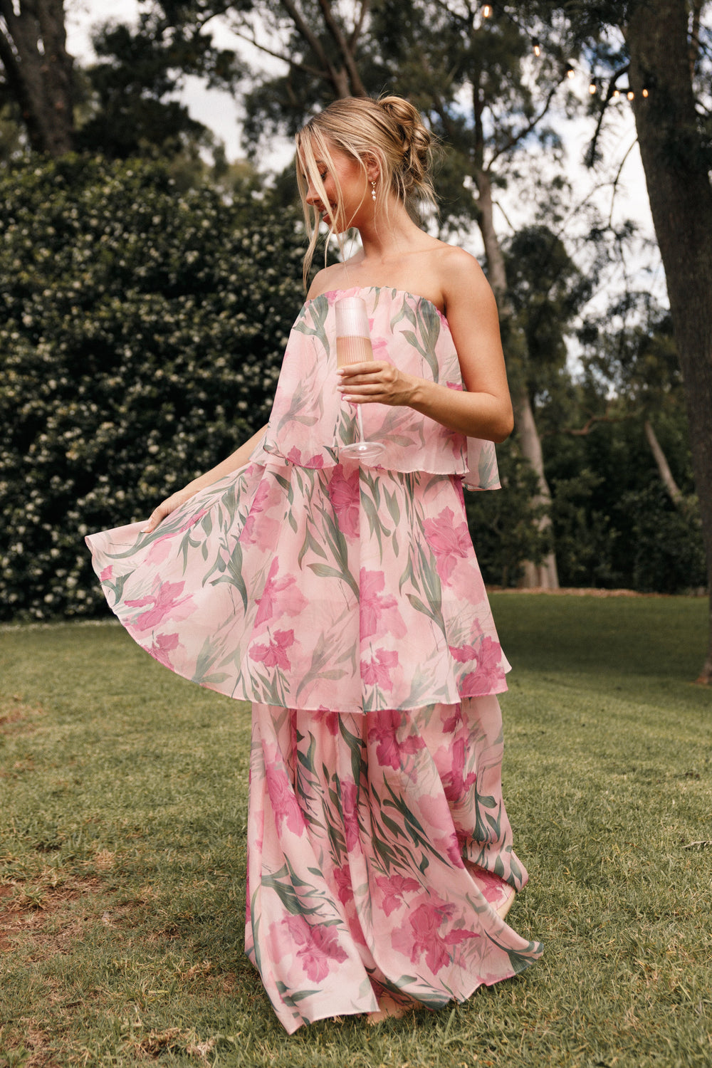 Collective Dress - Bloom Strapless Maxi Dress - Pink Floral image 3