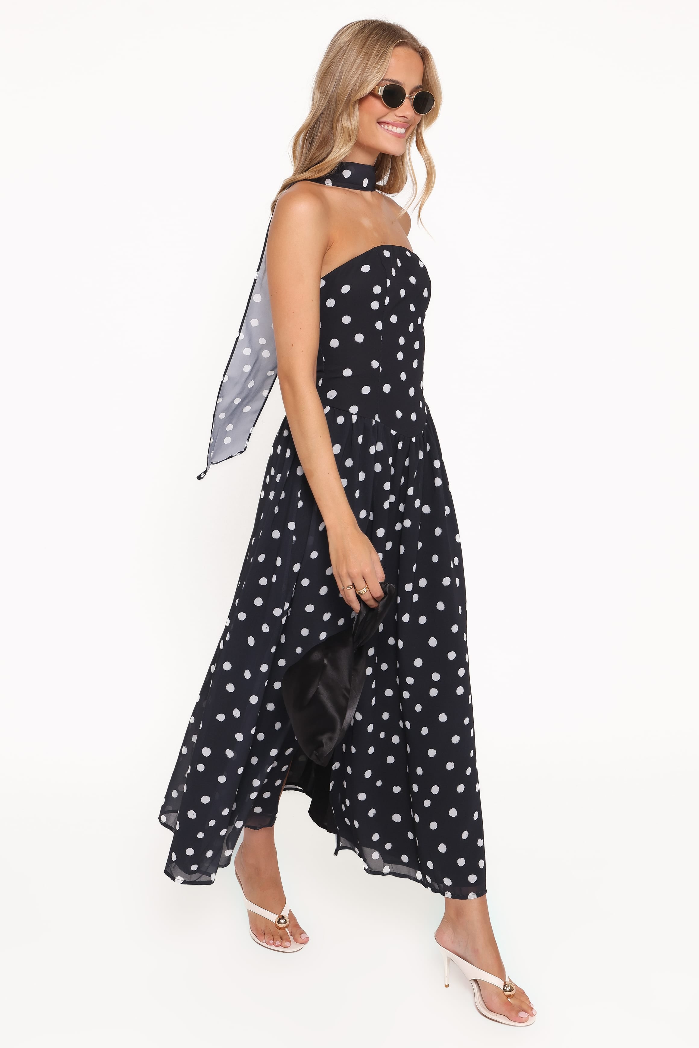 DRESSES Boston Strapless Maxi Dress - Black Polka Dot
