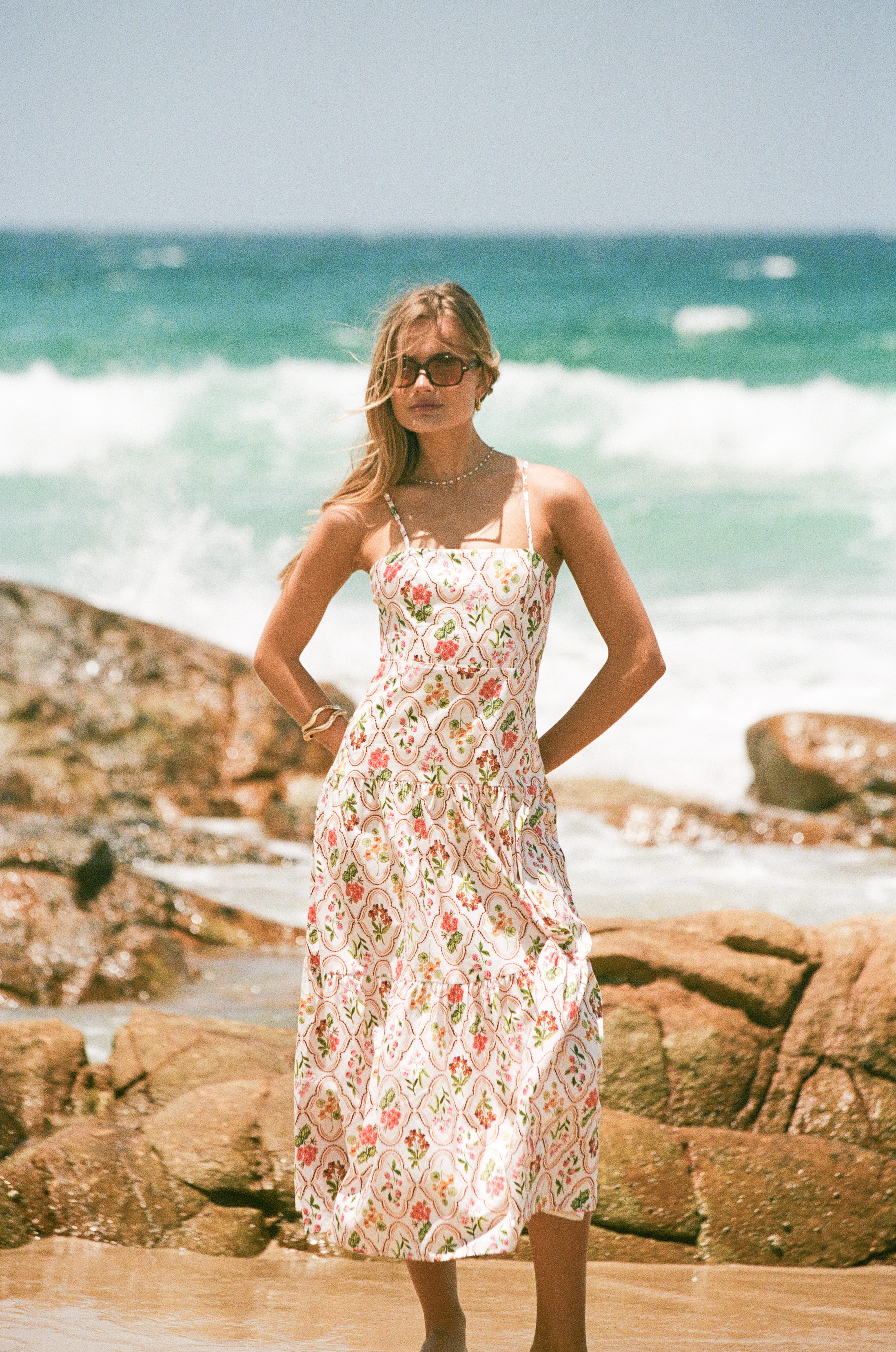 DRESSES Botanique Midi Dress - Coral Wildflower
