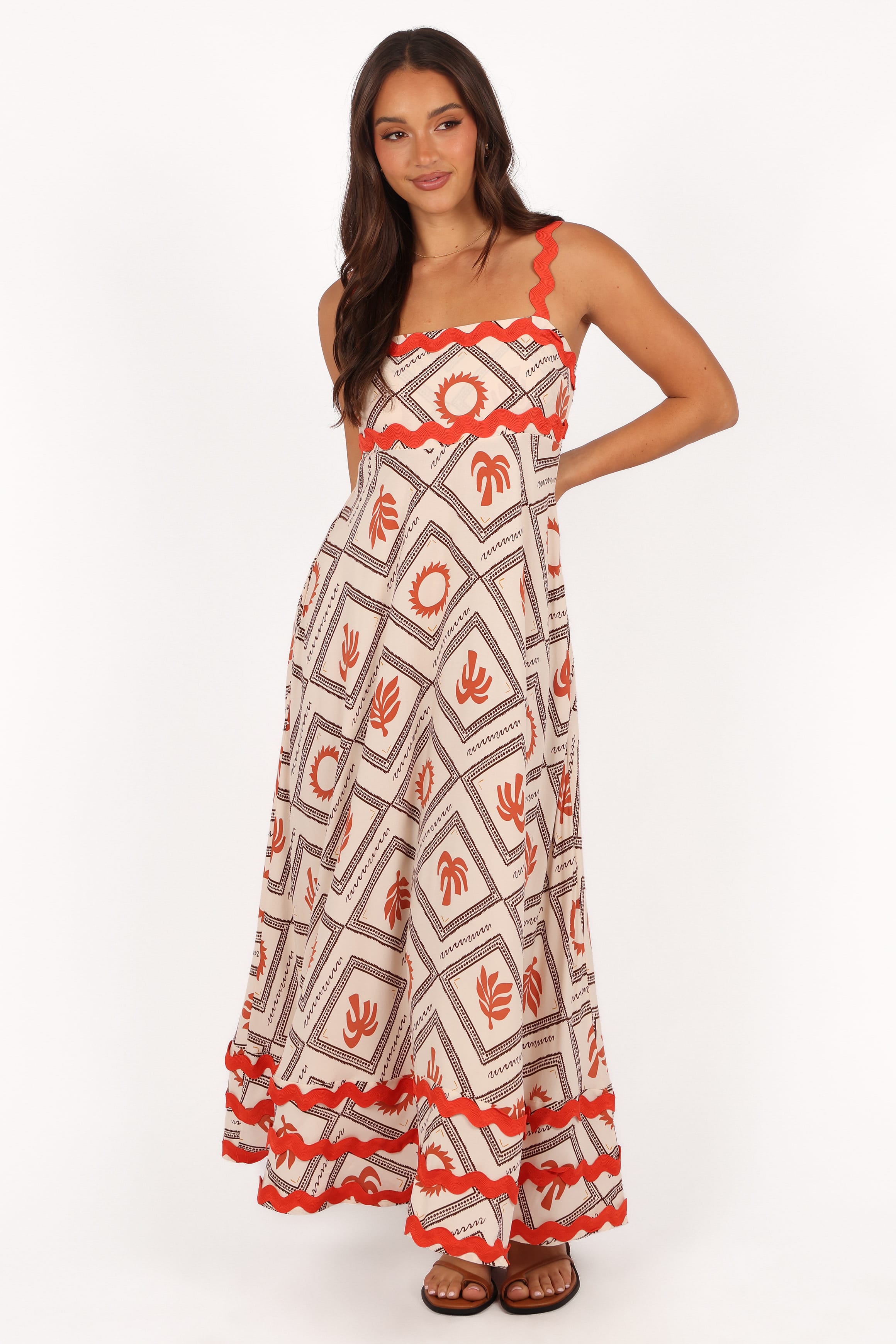 DRESSES Briella Maxi Dress - White/Orange