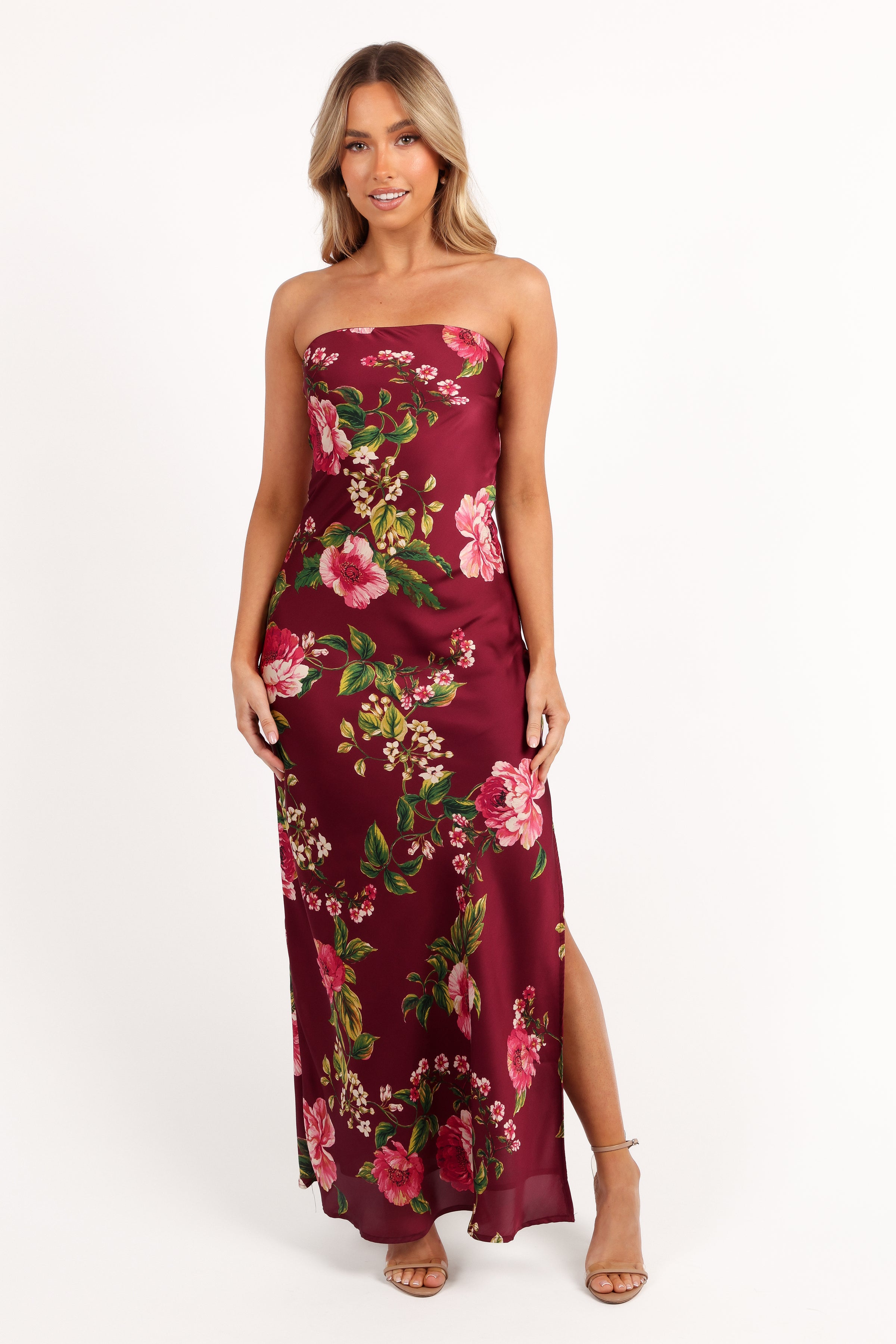 DRESSES Bryden Maxi Strapless Dress - Burgundy Floral