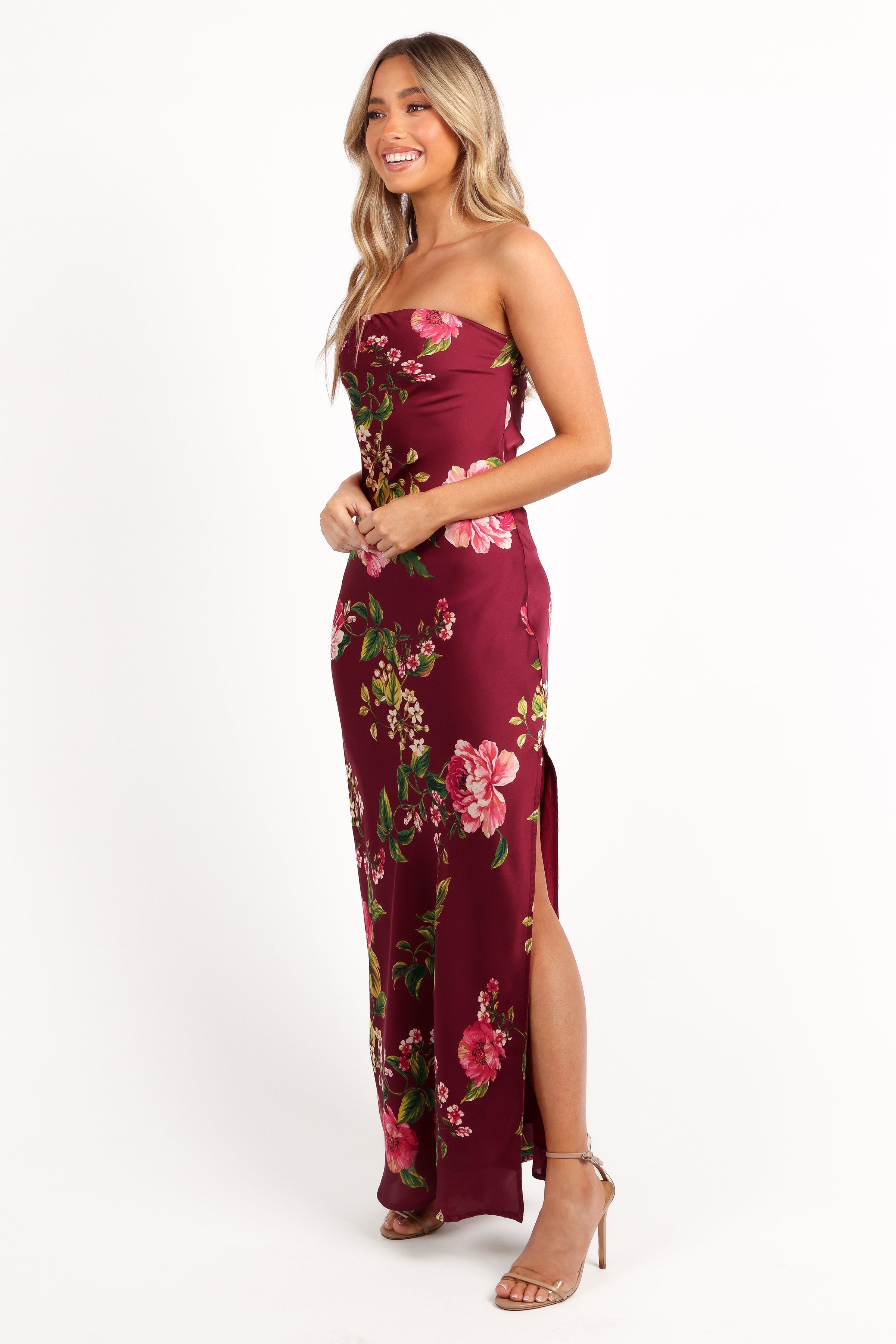 DRESSES Bryden Maxi Strapless Dress - Burgundy Floral