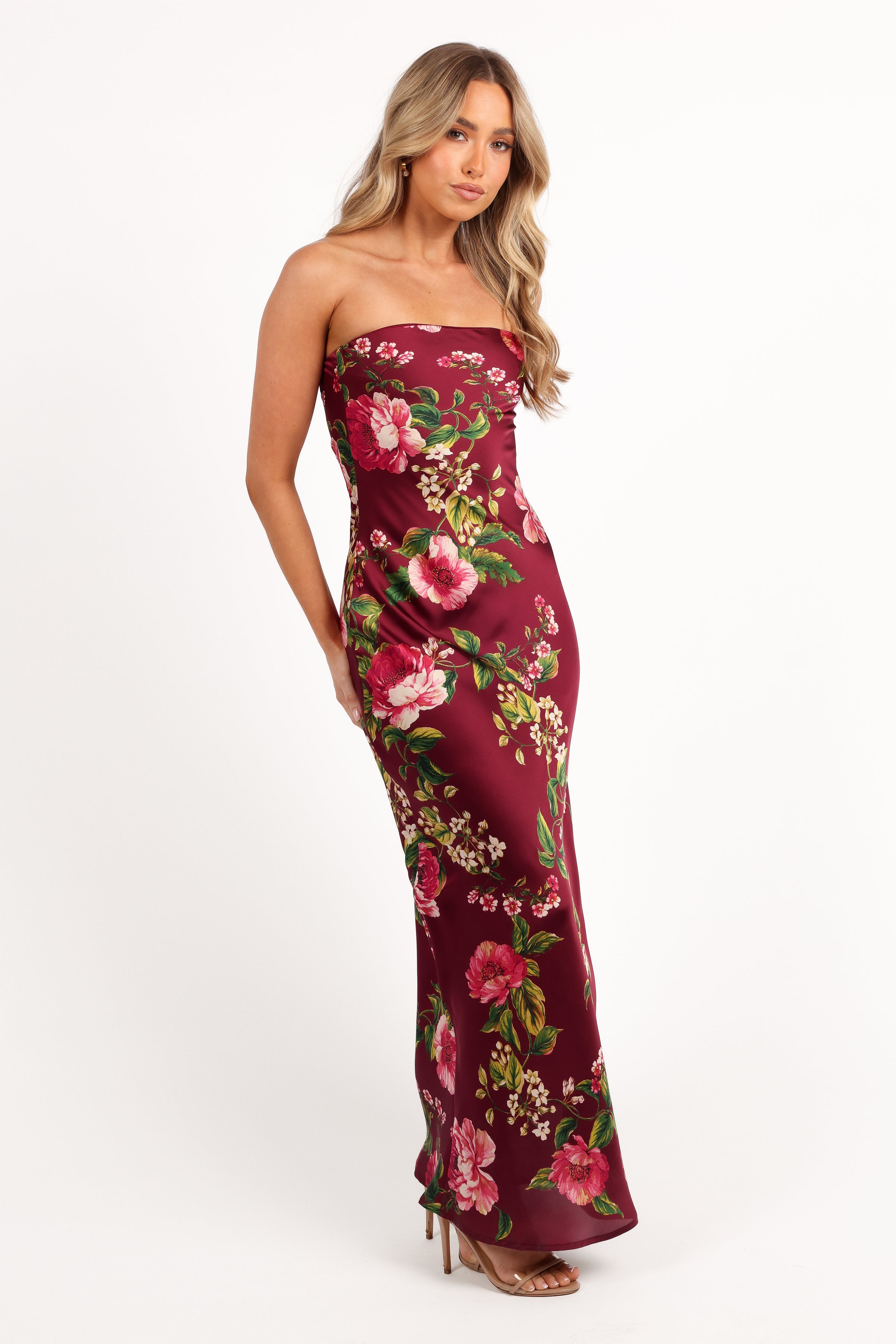 DRESSES Bryden Maxi Strapless Dress - Burgundy Floral
