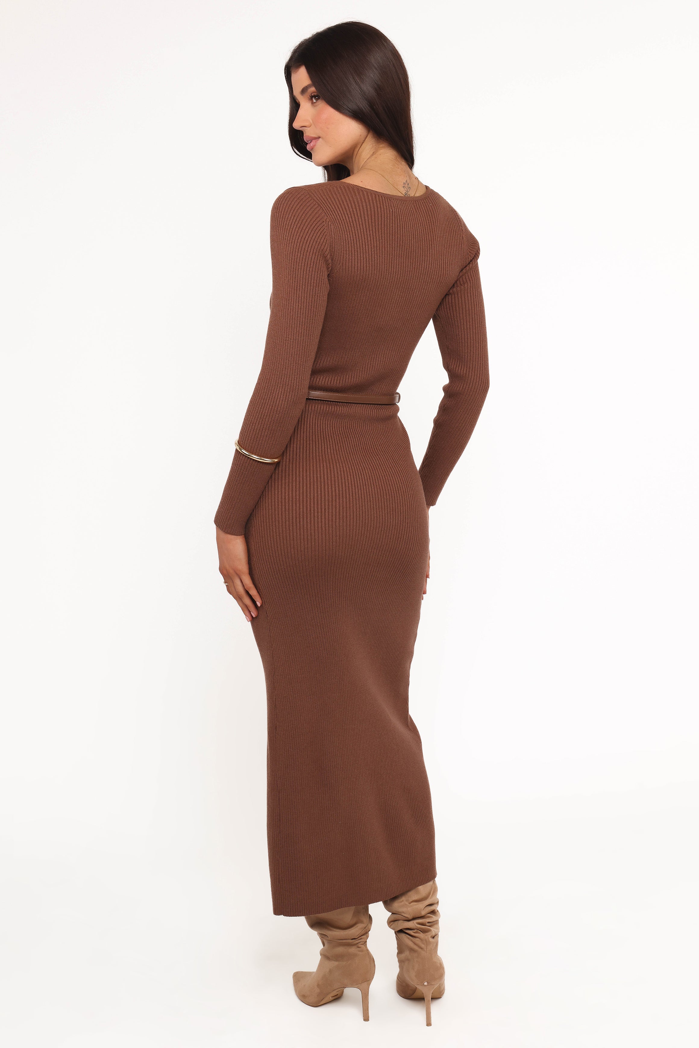 DRESSES Brydie Long Sleeve Midi Dress - Chocolate Brown