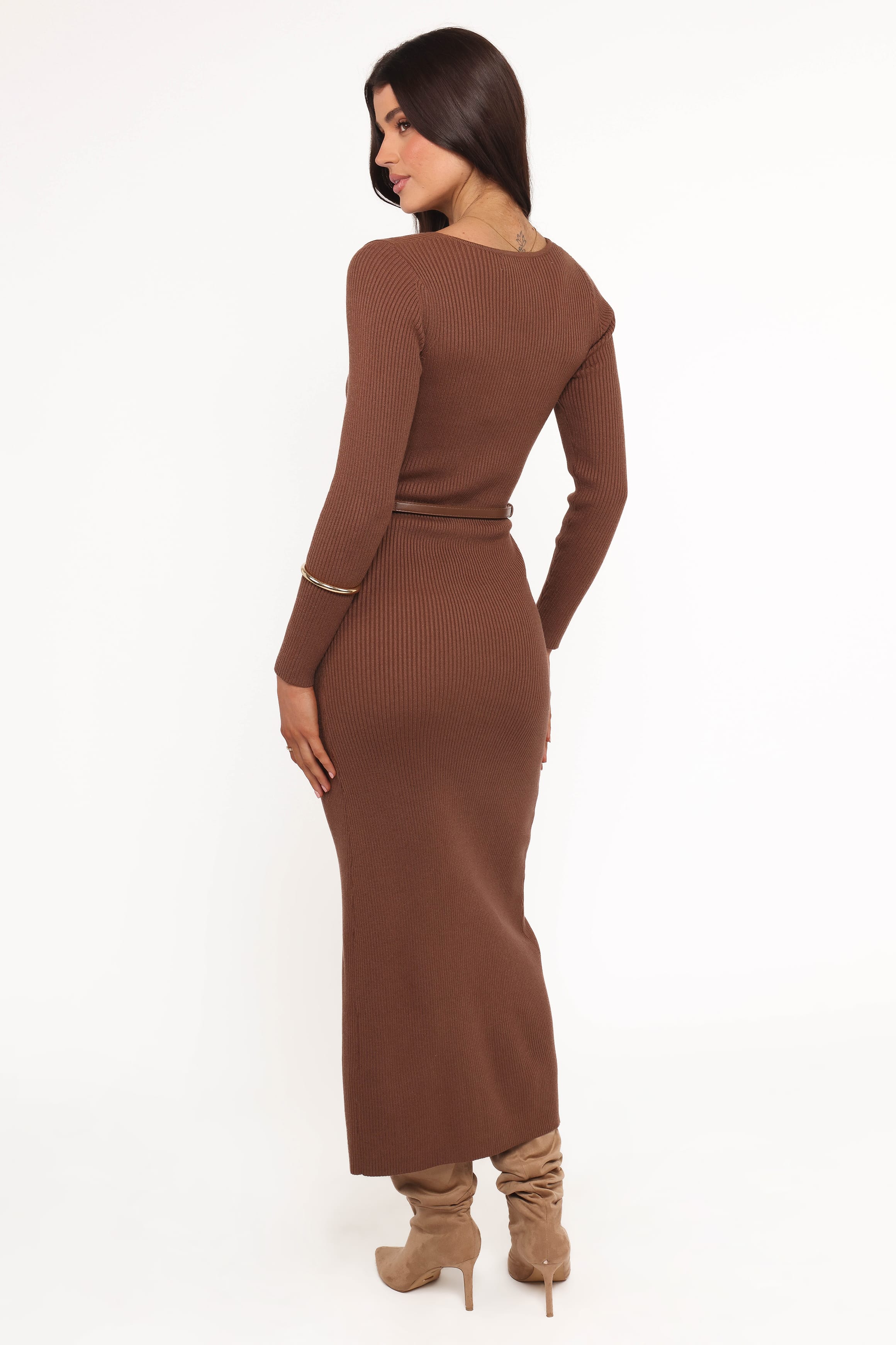 DRESSES Brydie Long Sleeve Midi Dress - Chocolate Brown