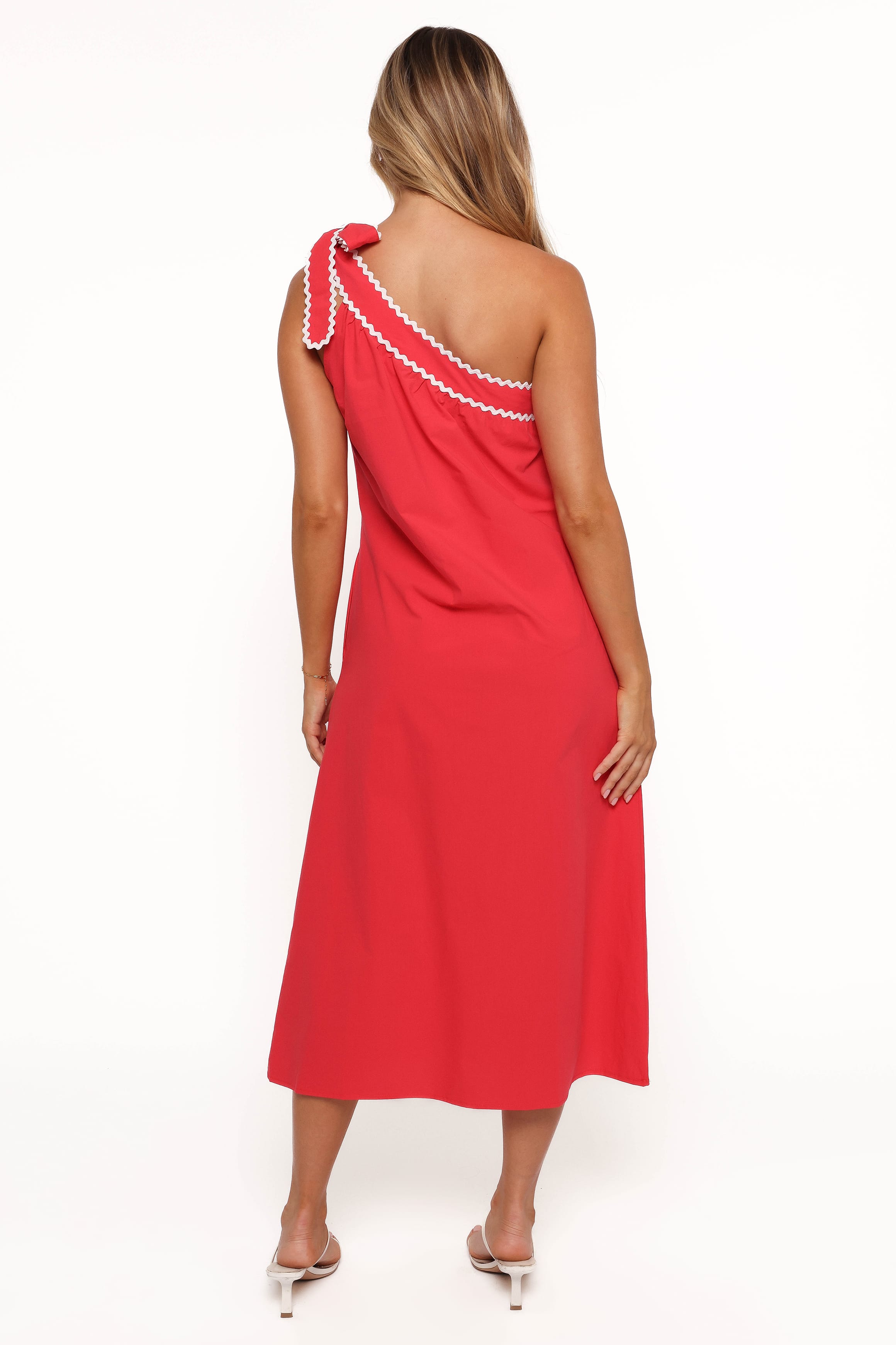 DRESSES Brynlee One Shoulder Midi Dress - Red/White