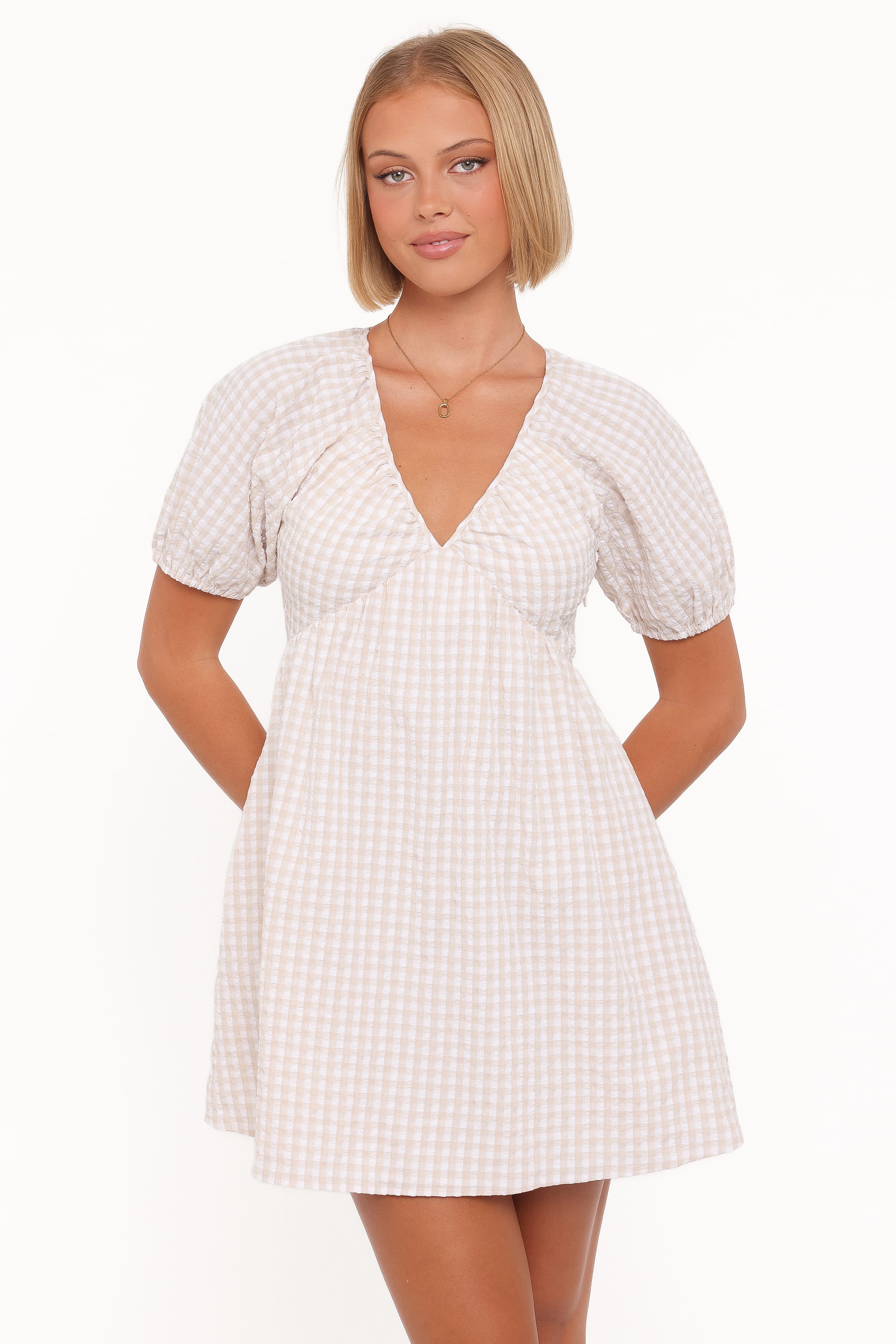 DRESSES Cadhla Mini Dress - Beige Gingham