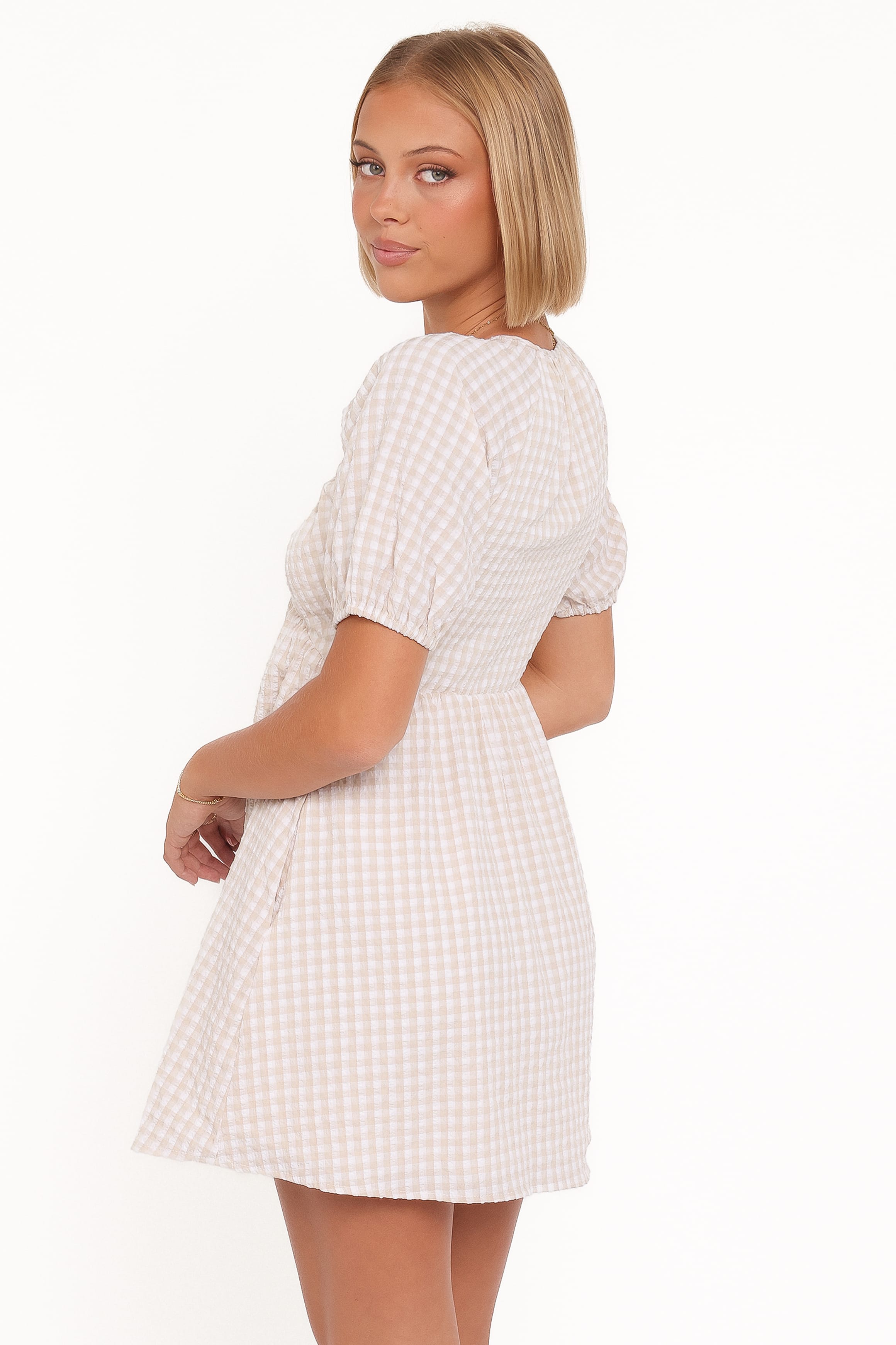 DRESSES Cadhla Mini Dress - Beige Gingham