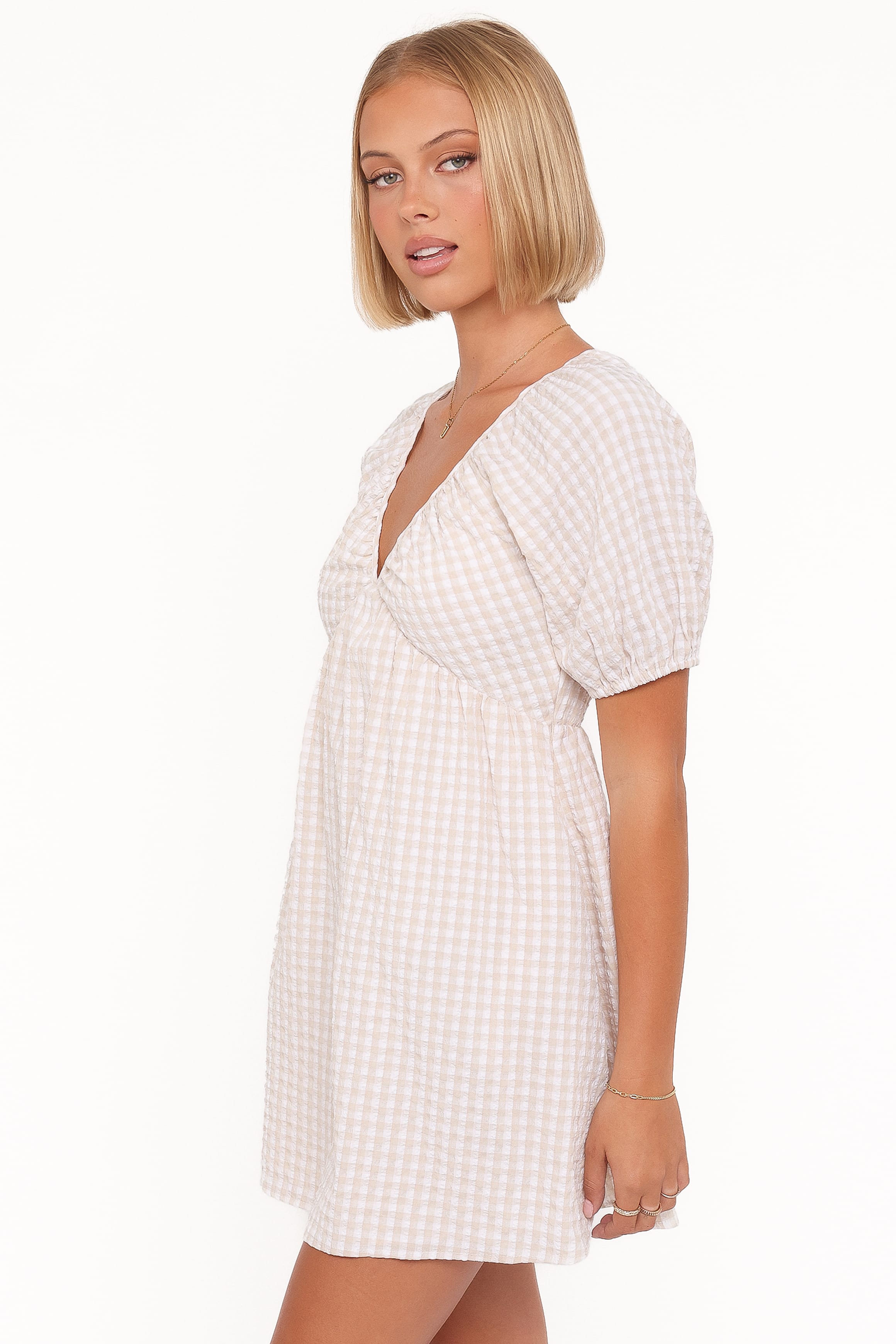 DRESSES Cadhla Mini Dress - Beige Gingham