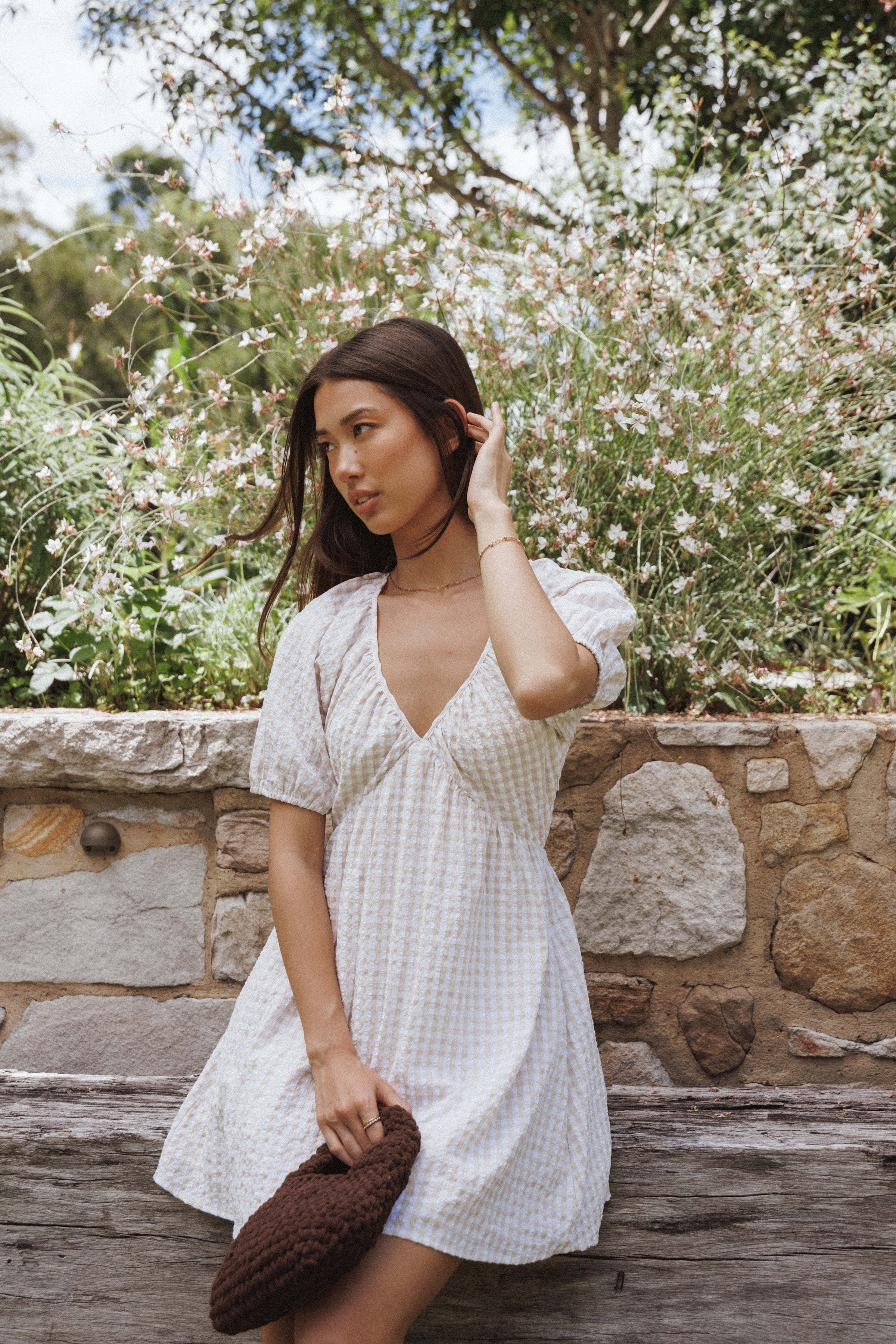 DRESSES Cadhla Mini Dress - Beige Gingham