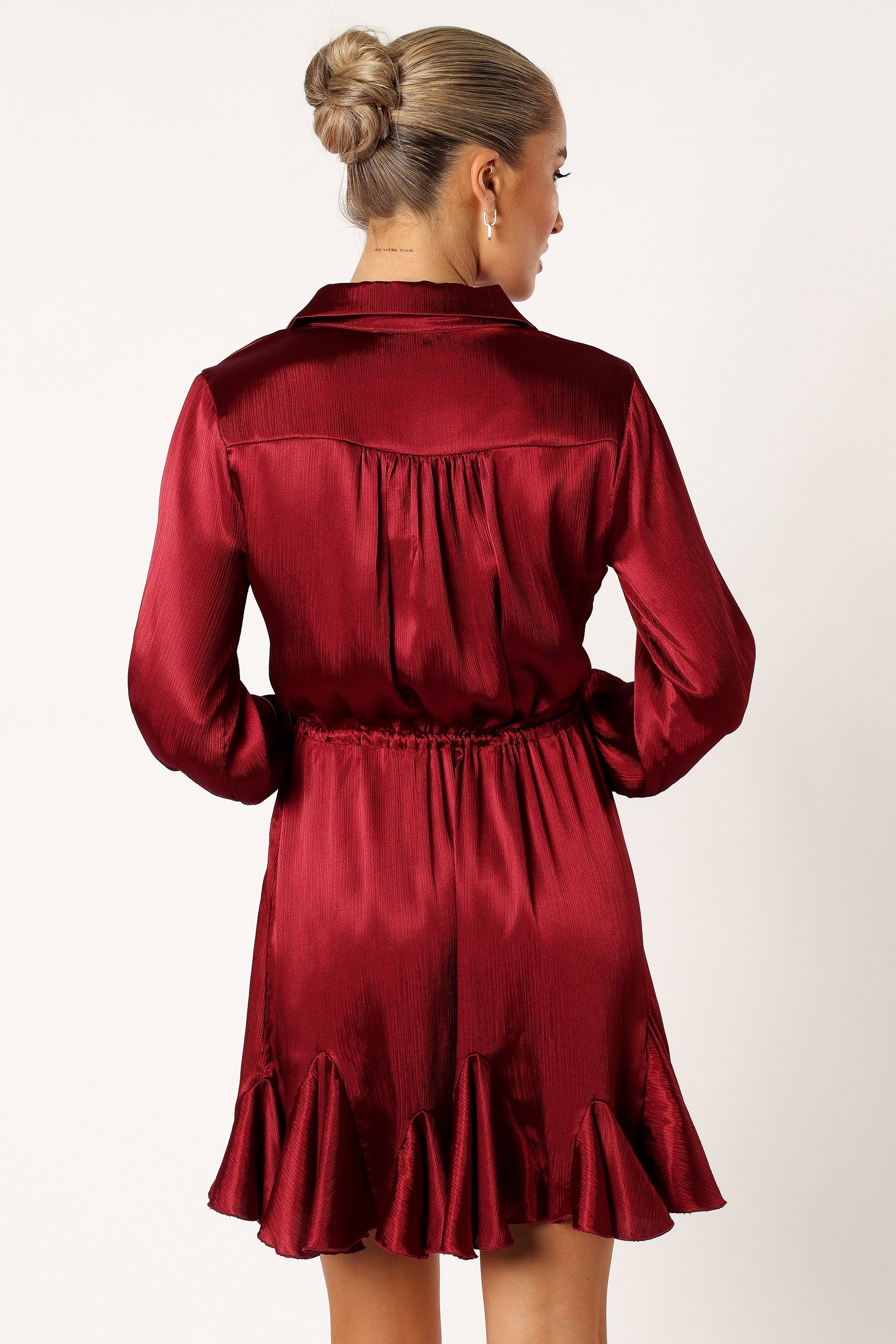 DRESSES @Callum Longsleeve Mini Dress - Burgundy