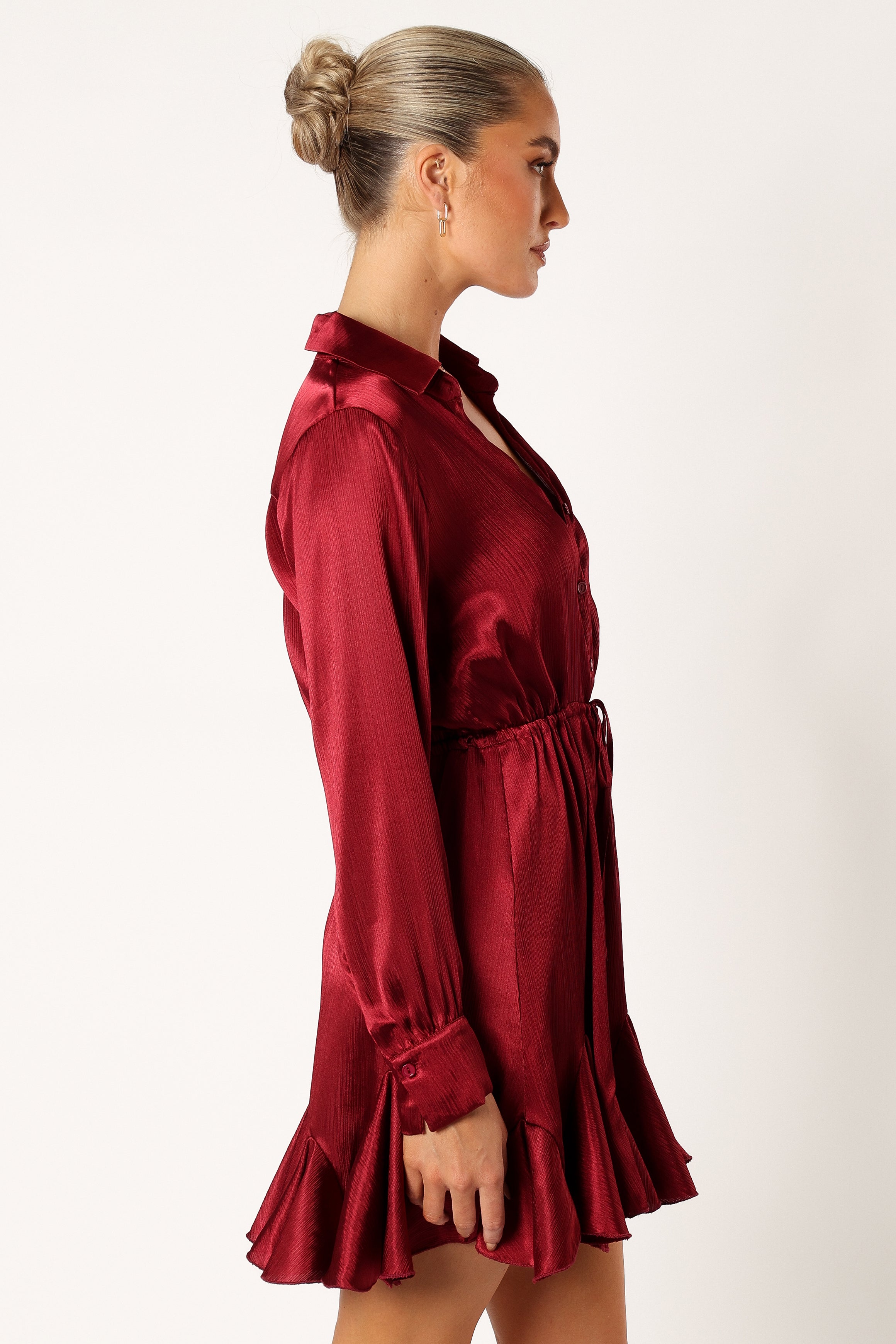 DRESSES @Callum Longsleeve Mini Dress - Burgundy