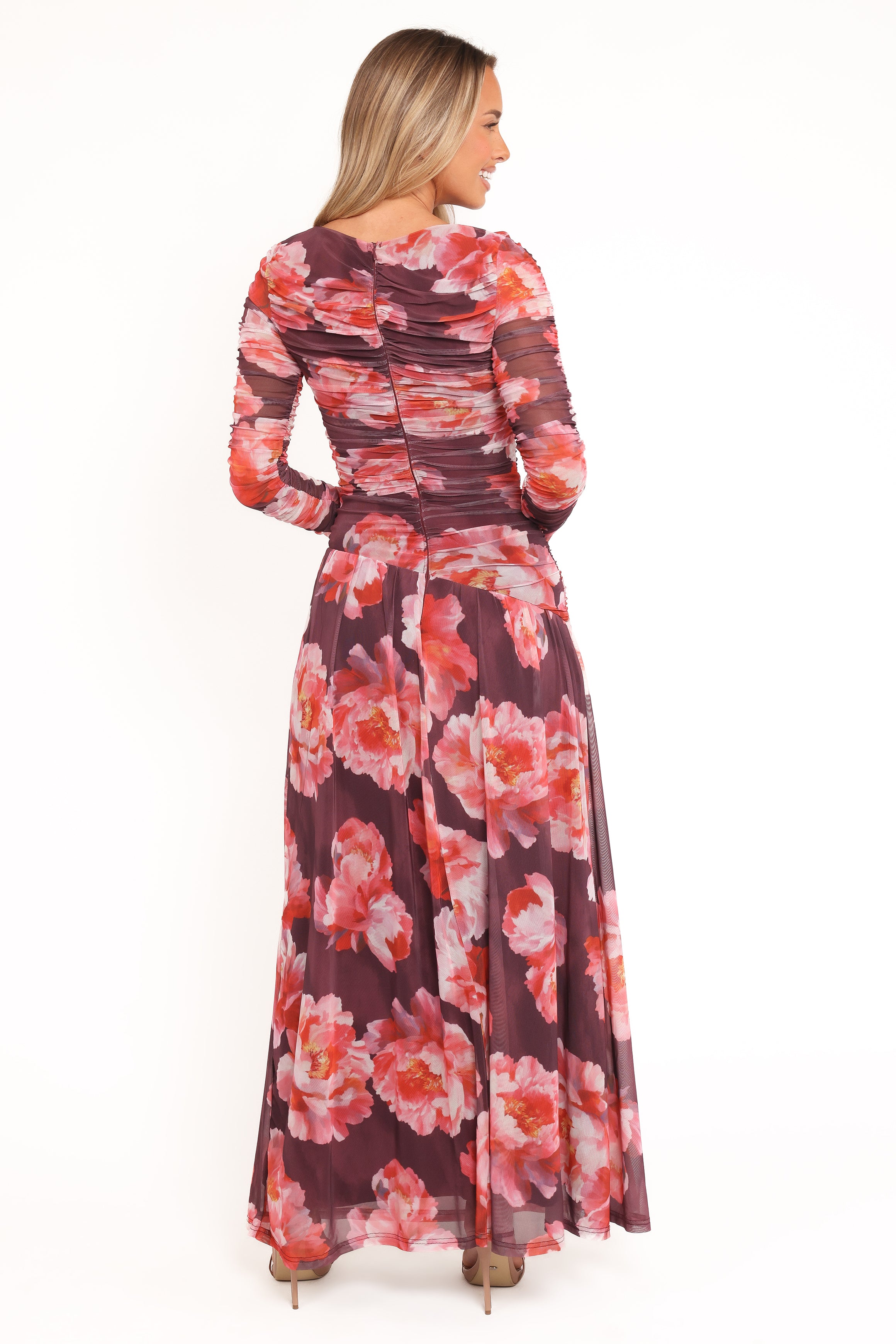 DRESSES Calypso Long Sleeve Maxi Dress - Burgundy Peony