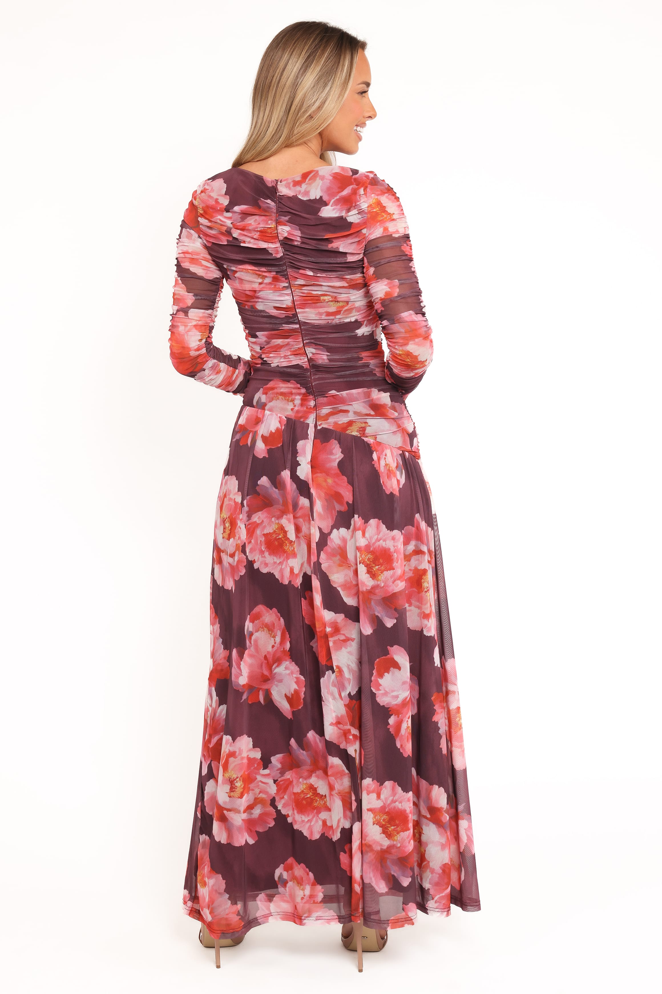 DRESSES Calypso Long Sleeve Maxi Dress - Burgundy Peony
