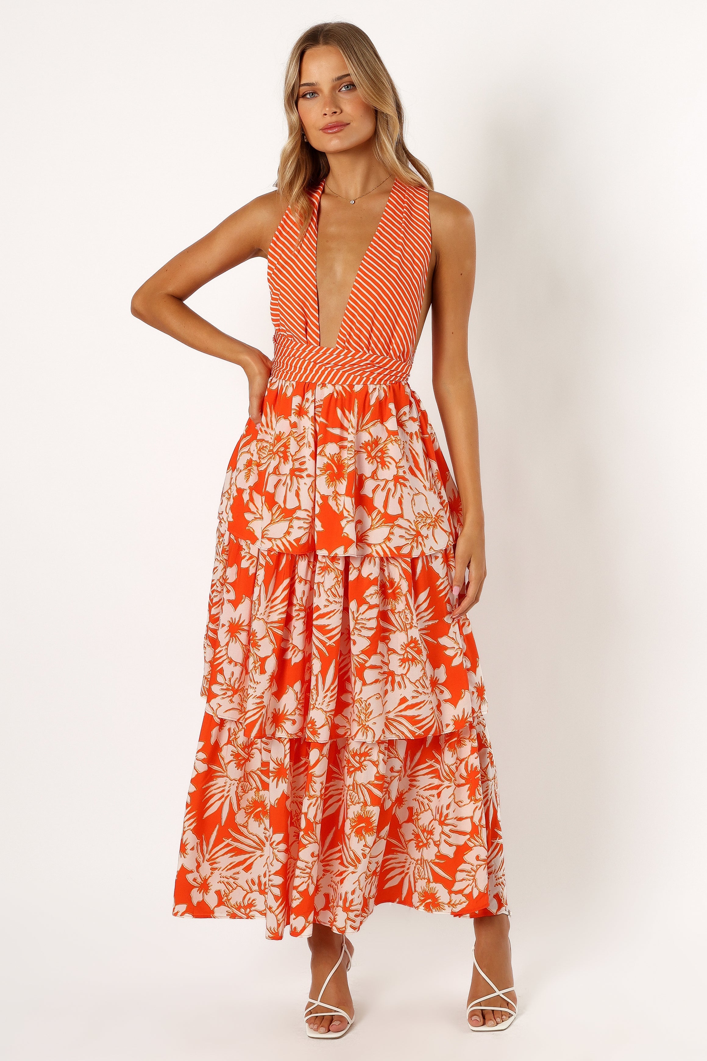DRESSES Calypso Tiered Midi Dress - Orange