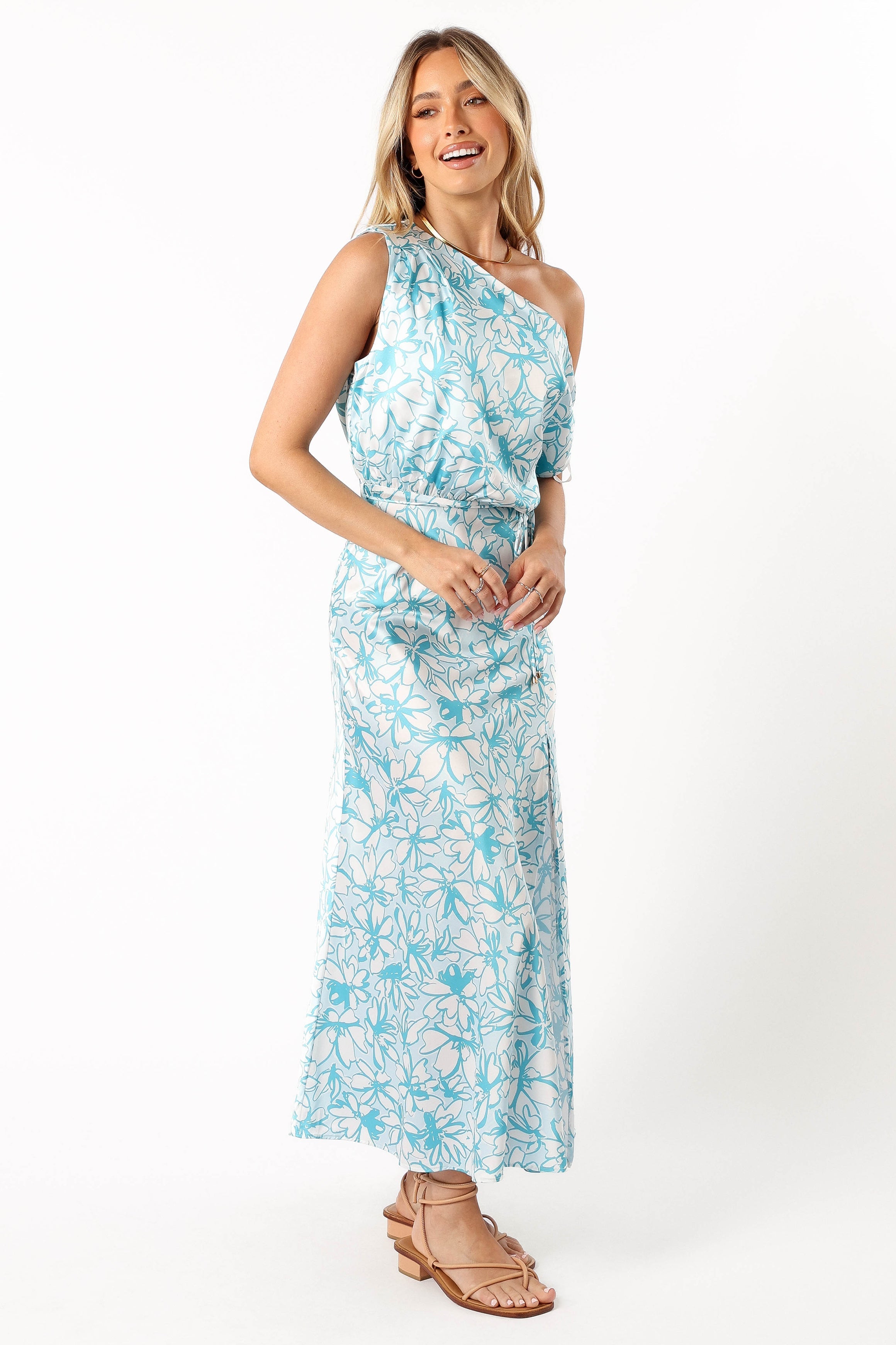 DRESSES @Camden Off Shoulder Maxi Dress - Blue Floral