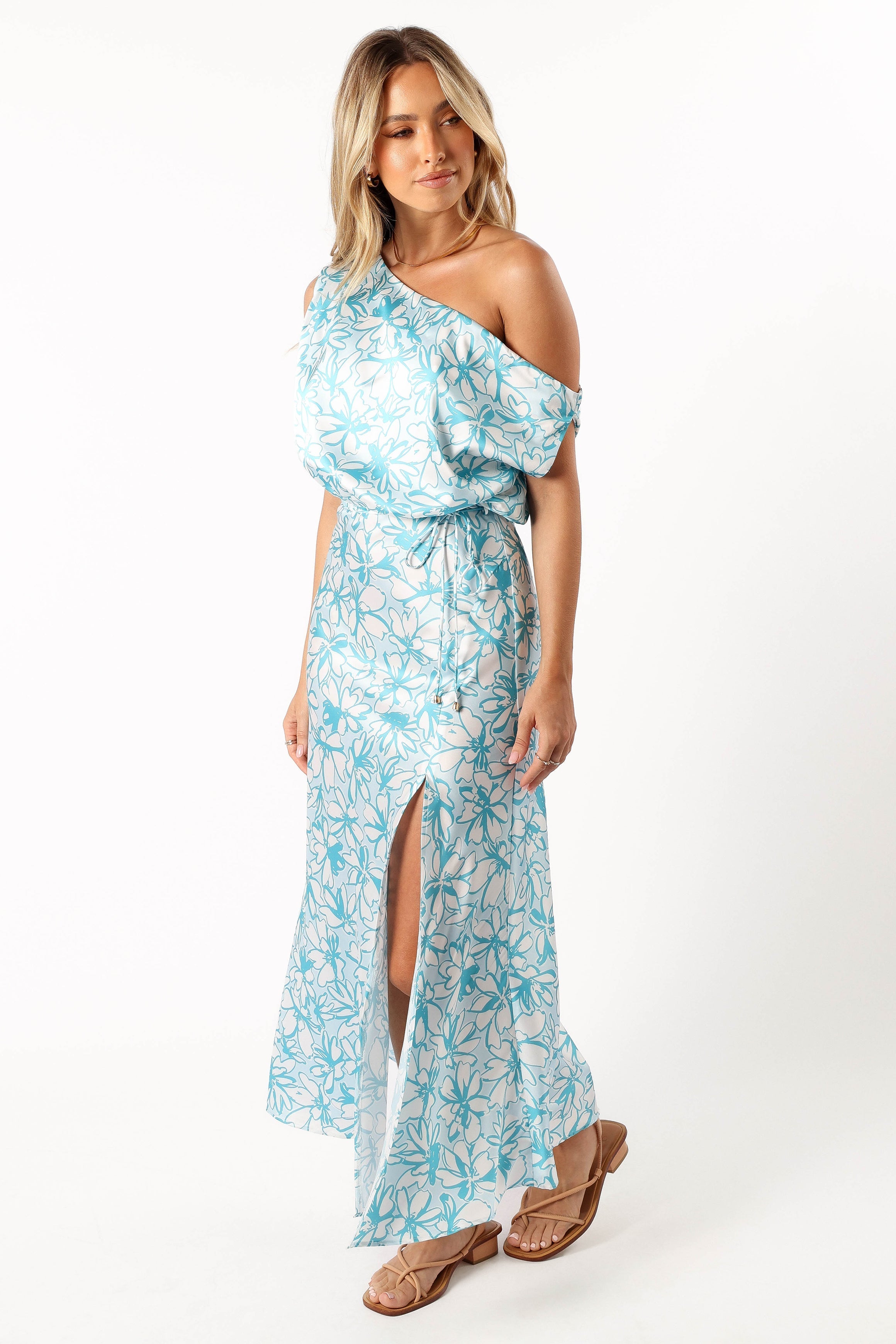 DRESSES @Camden Off Shoulder Maxi Dress - Blue Floral