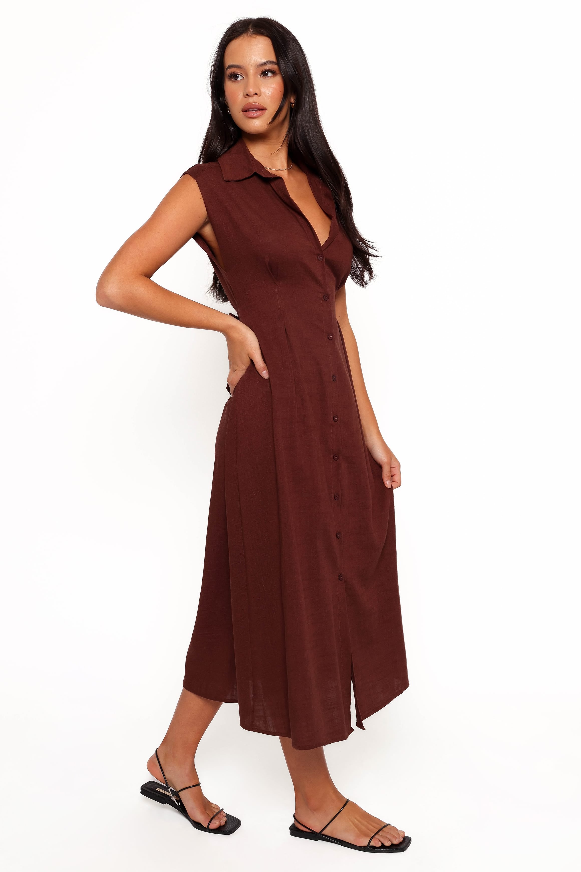 DRESSES Cami Midi Dress - Chocolate Brown