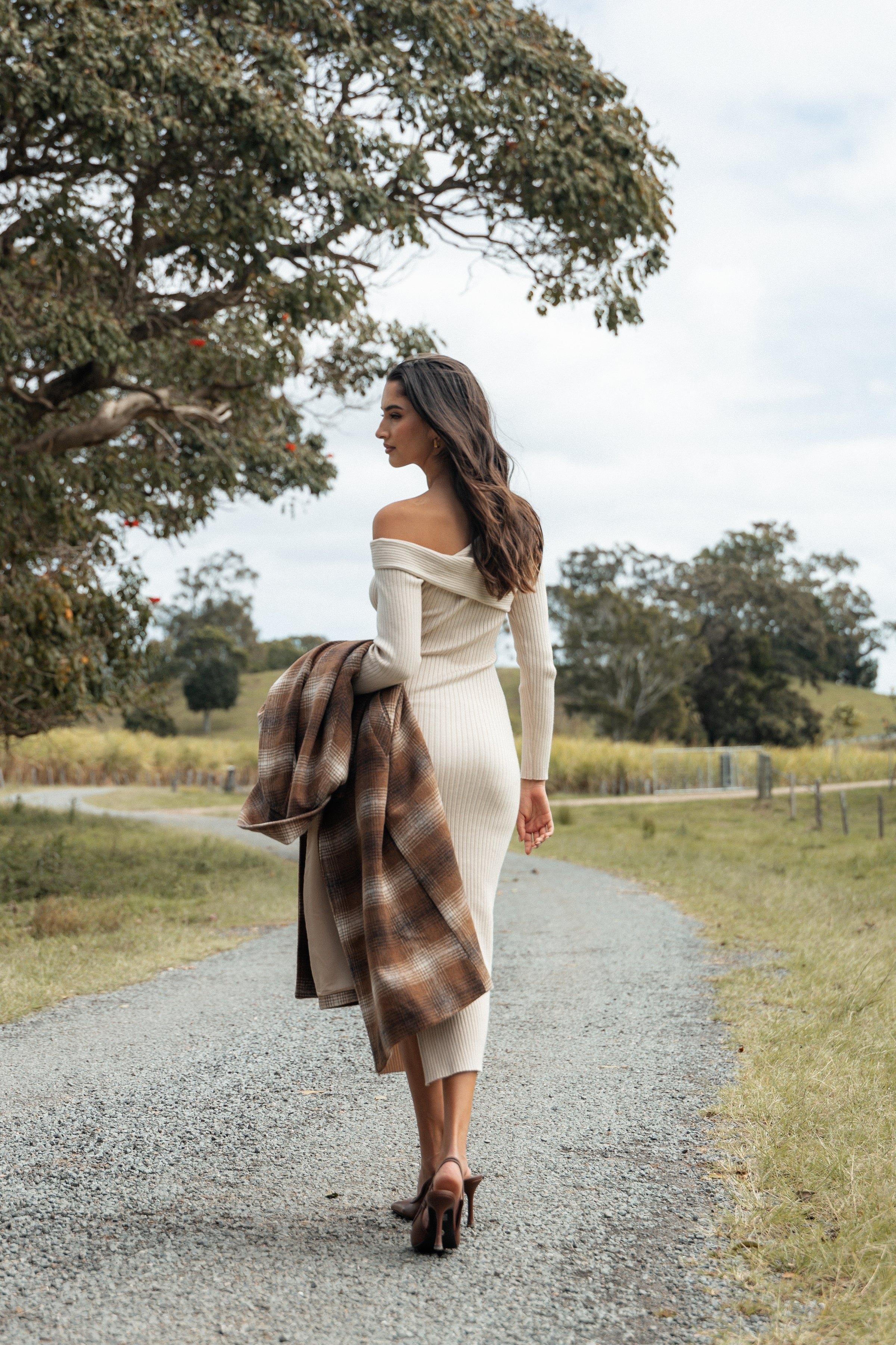 DRESSES Cammie Long Sleeve Midi Dress - Beige