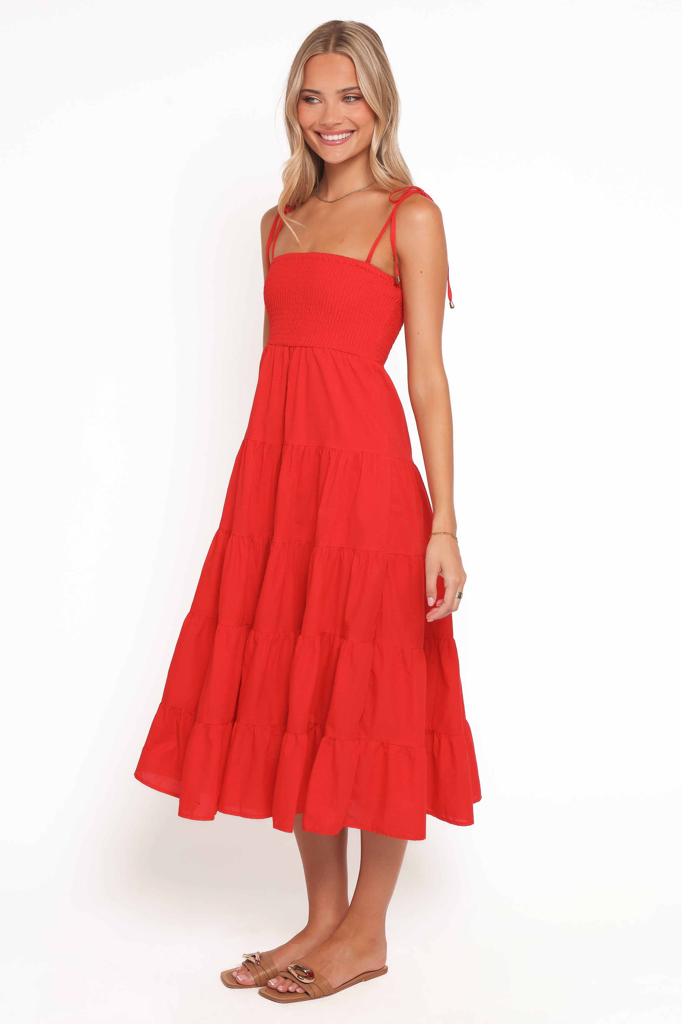 DRESSES Carrol Shirred Bodice Maxi Dress - Red