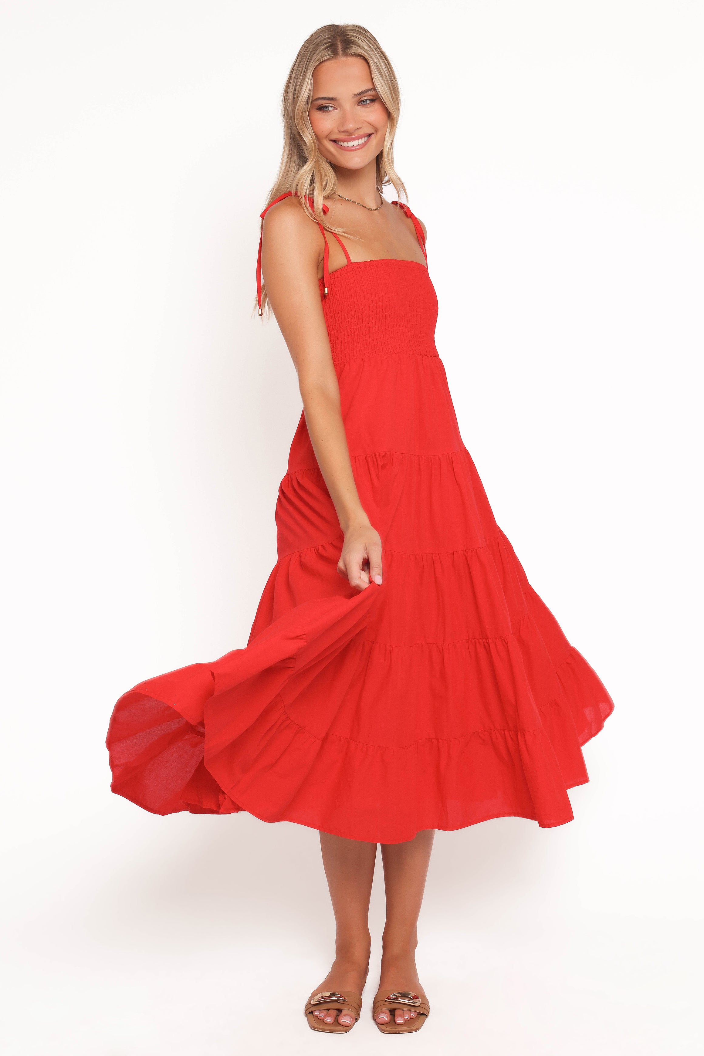 DRESSES Carrol Shirred Bodice Maxi Dress - Red